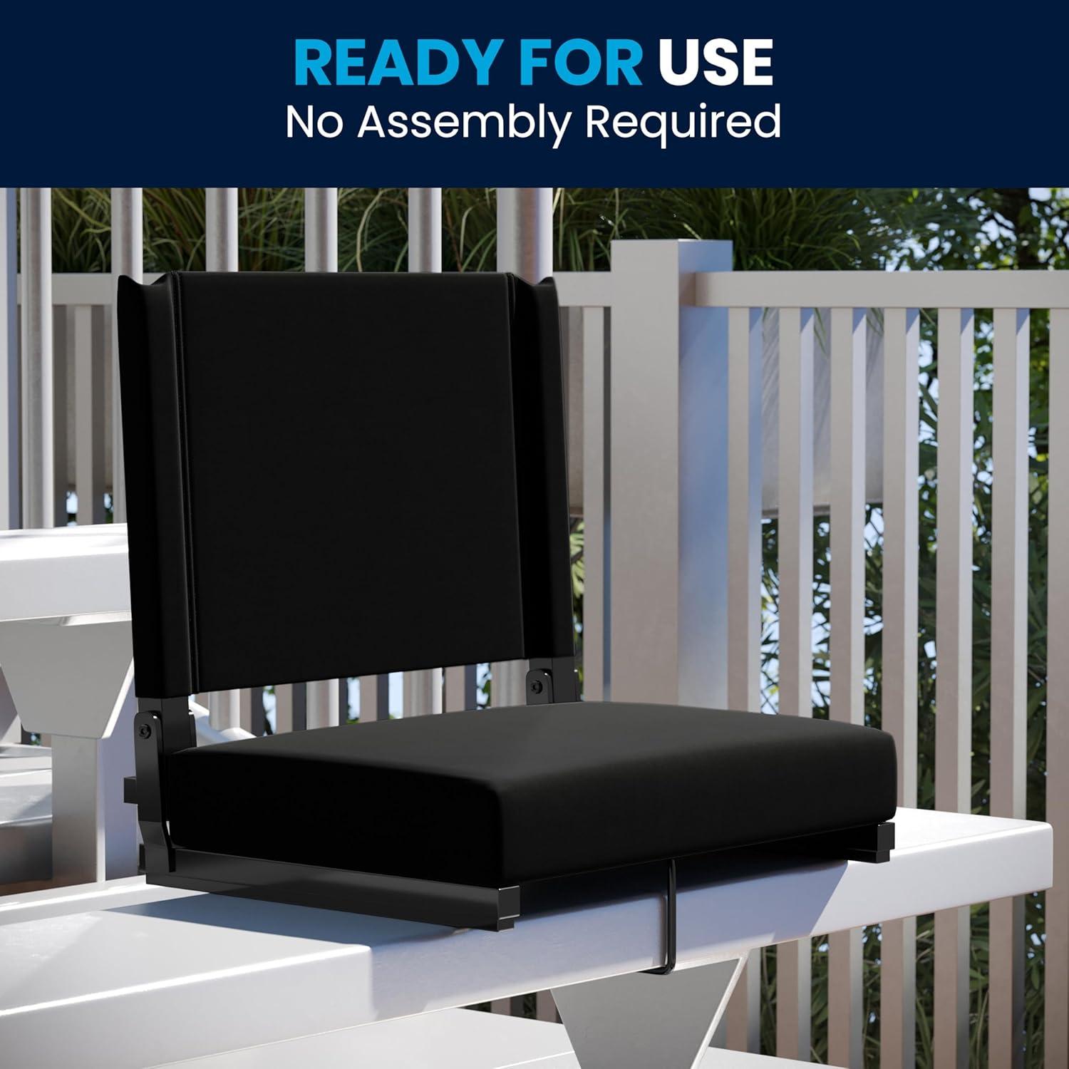 image:imageFlash Furniture Grandstand Portable Stadium Seats for Bleachers or Benches Folding Padded Stadium Chairs with Handle Pack of 2 500 lb Weight Capacity BlueBlack