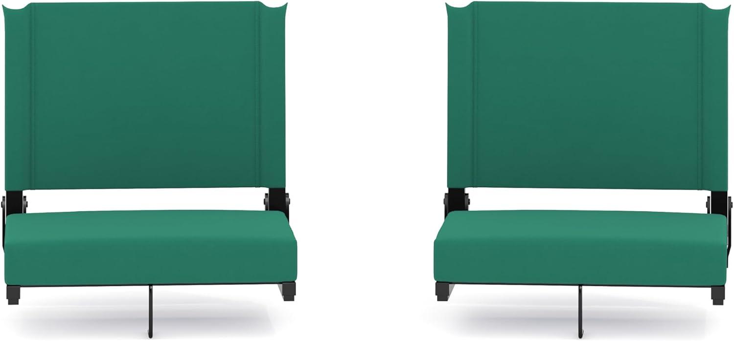 image:imageFlash Furniture Grandstand Portable Stadium Seats for Bleachers or Benches Folding Padded Stadium Chairs with Handle Pack of 2 500 lb Weight Capacity BlueHunter Green