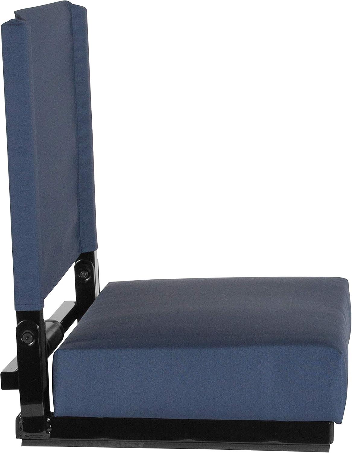 image:imageFlash Furniture Grandstand Portable Stadium Seats for Bleachers or Benches Folding Padded Stadium Chairs with Handle Pack of 2 500 lb Weight Capacity BlueNavy Blue