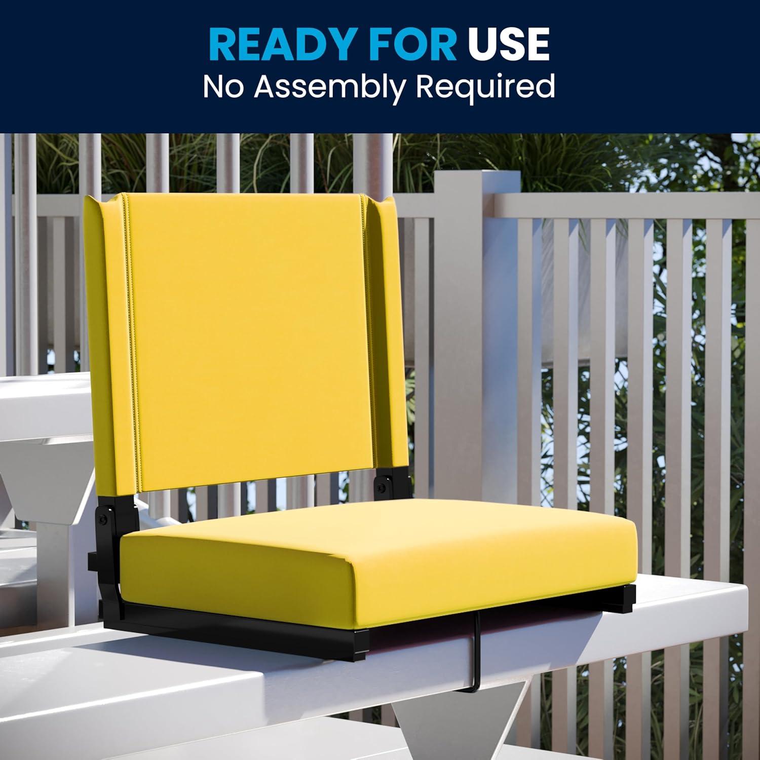 image:imageFlash Furniture Grandstand Portable Stadium Seats for Bleachers or Benches Folding Padded Stadium Chairs with Handle Pack of 2 500 lb Weight Capacity BlueYellow