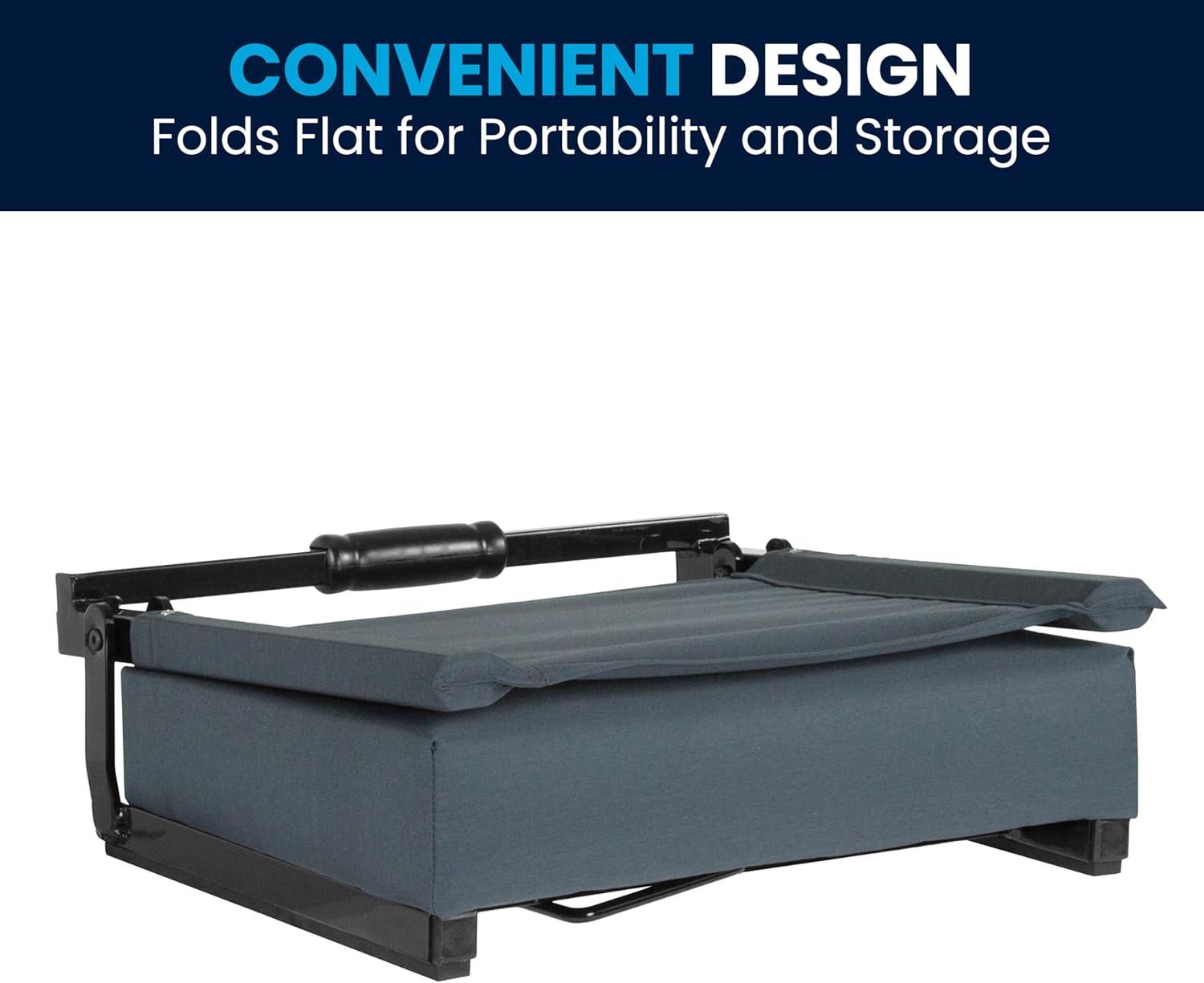 image:imageFlash Furniture Grandstand Portable Stadium Seats for Bleachers or Benches Folding Padded Stadium Chairs with Handle Pack of 2 500 lb Weight Capacity BlueDark Blue