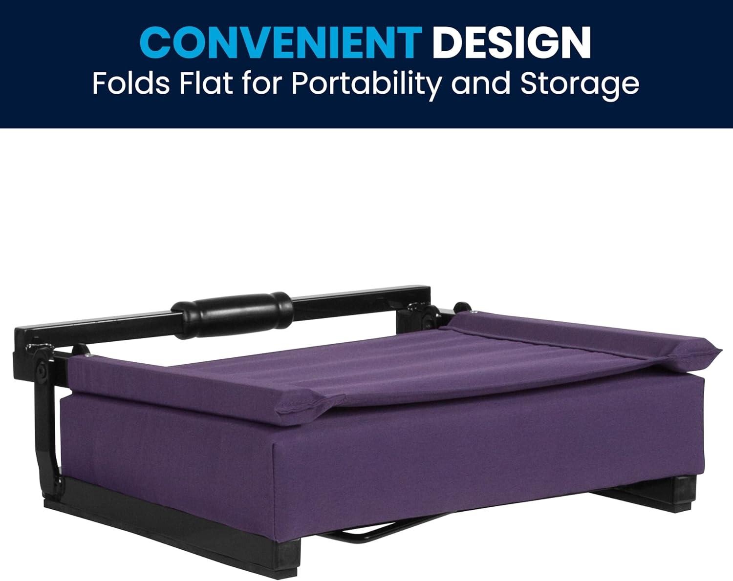 image:imageFlash Furniture Grandstand Portable Stadium Seats for Bleachers or Benches Folding Padded Stadium Chairs with Handle Pack of 2 500 lb Weight Capacity BlueDark Purple