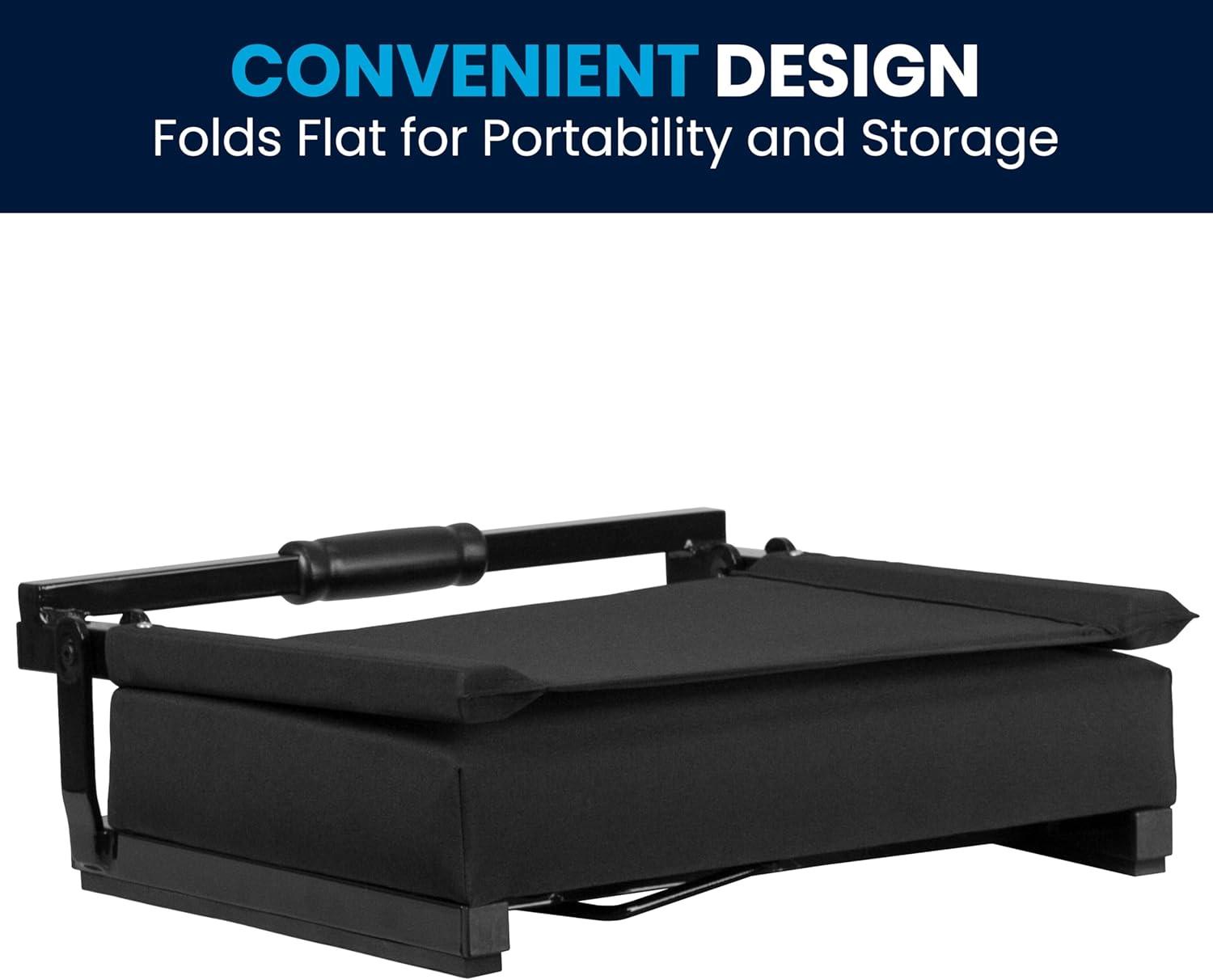 image:imageFlash Furniture Grandstand Portable Stadium Seats for Bleachers or Benches Folding Padded Stadium Chairs with Handle Pack of 2 500 lb Weight Capacity BlueBlack