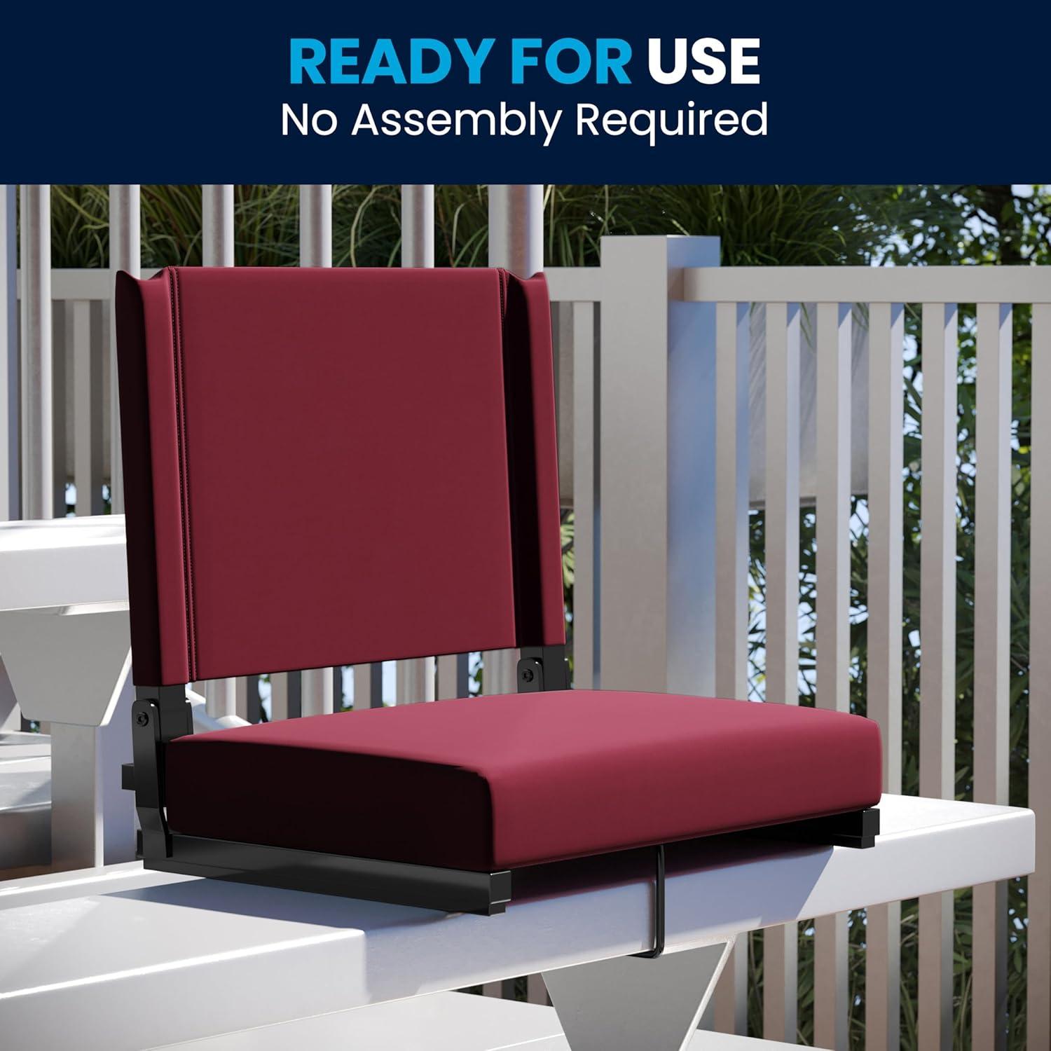 image:imageFlash Furniture Grandstand Portable Stadium Seats for Bleachers or Benches Folding Padded Stadium Chairs with Handle Pack of 2 500 lb Weight Capacity BlueMaroon
