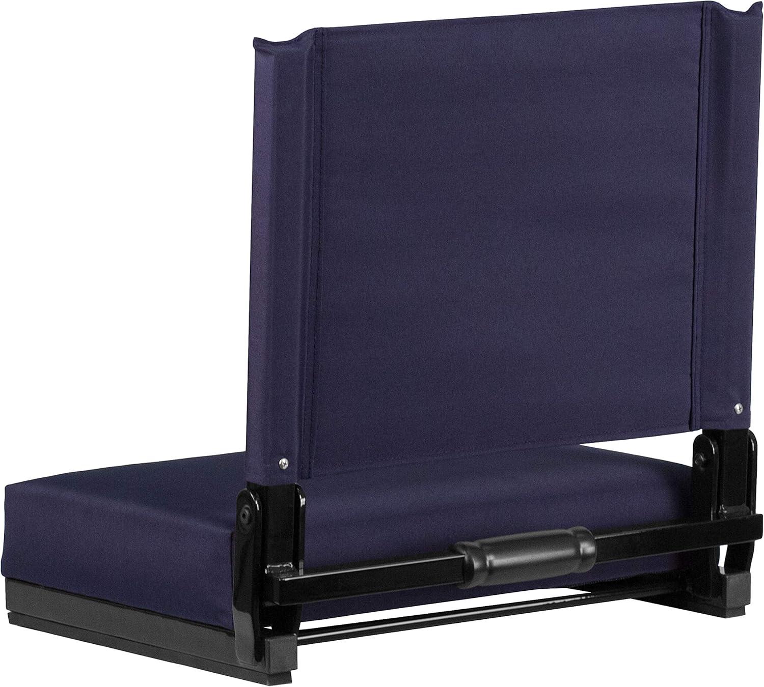 image:imageFlash Furniture Grandstand Portable Stadium Seats for Bleachers or Benches Folding Padded Stadium Chairs with Handle Pack of 2 500 lb Weight Capacity BlueNavy