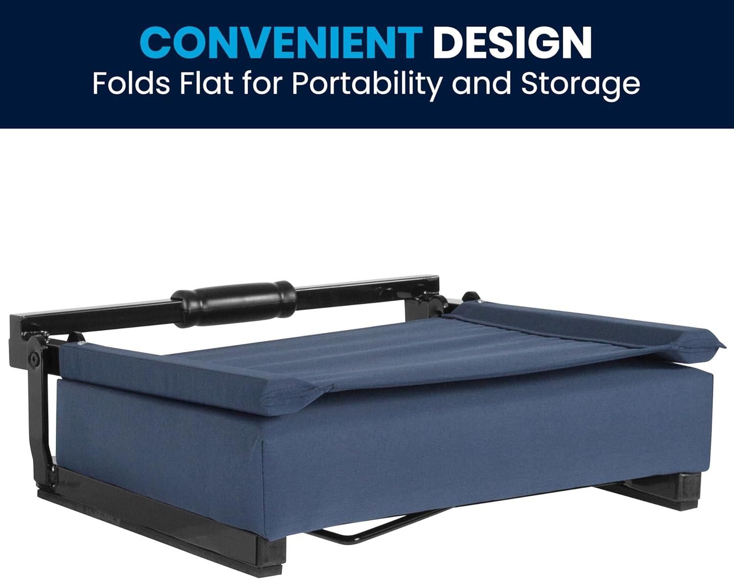 image:imageFlash Furniture Grandstand Portable Stadium Seats for Bleachers or Benches Folding Padded Stadium Chairs with Handle Pack of 2 500 lb Weight Capacity BlueNavy Blue