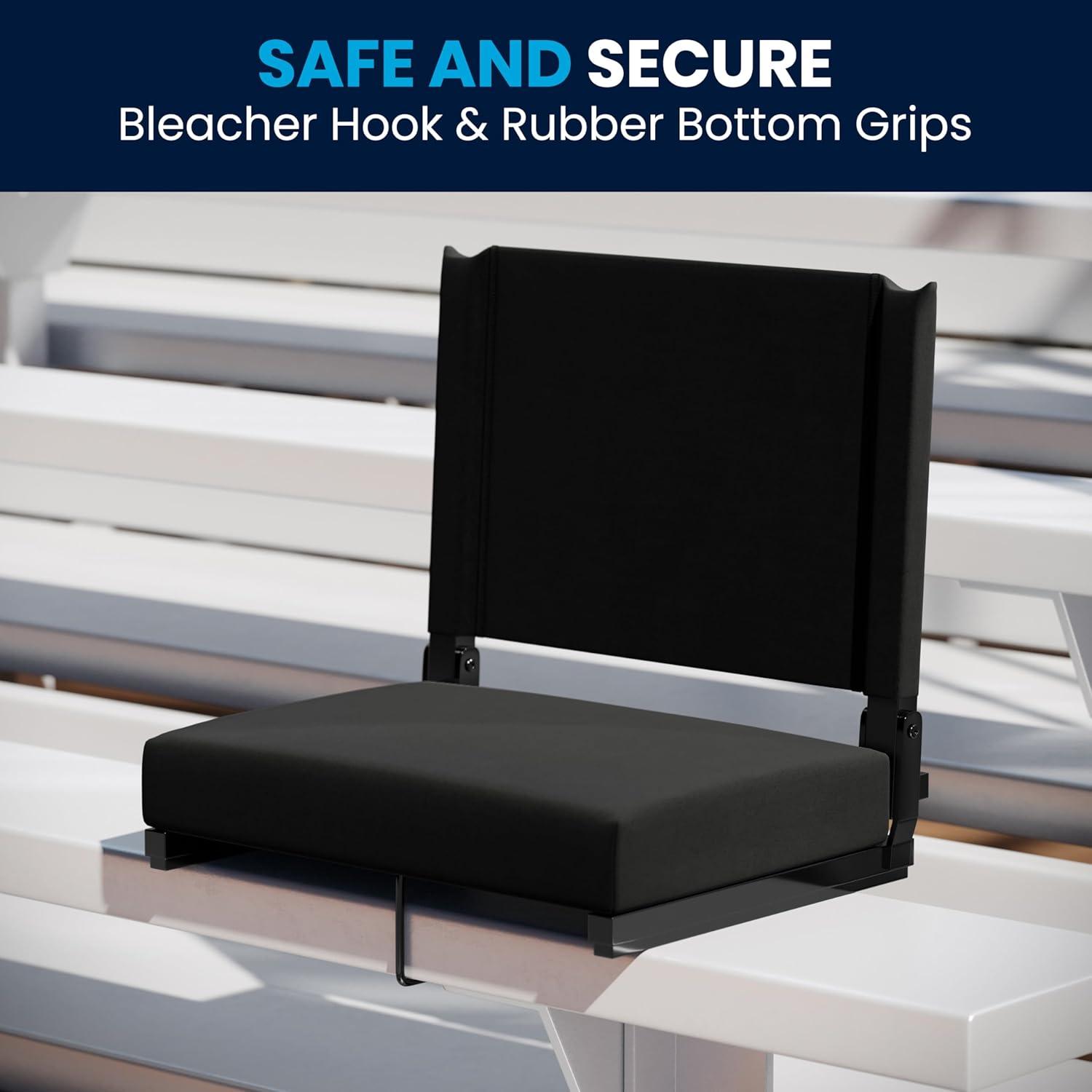 image:imageFlash Furniture Grandstand Portable Stadium Seats for Bleachers or Benches Folding Padded Stadium Chairs with Handle Pack of 2 500 lb Weight Capacity BlueBlack