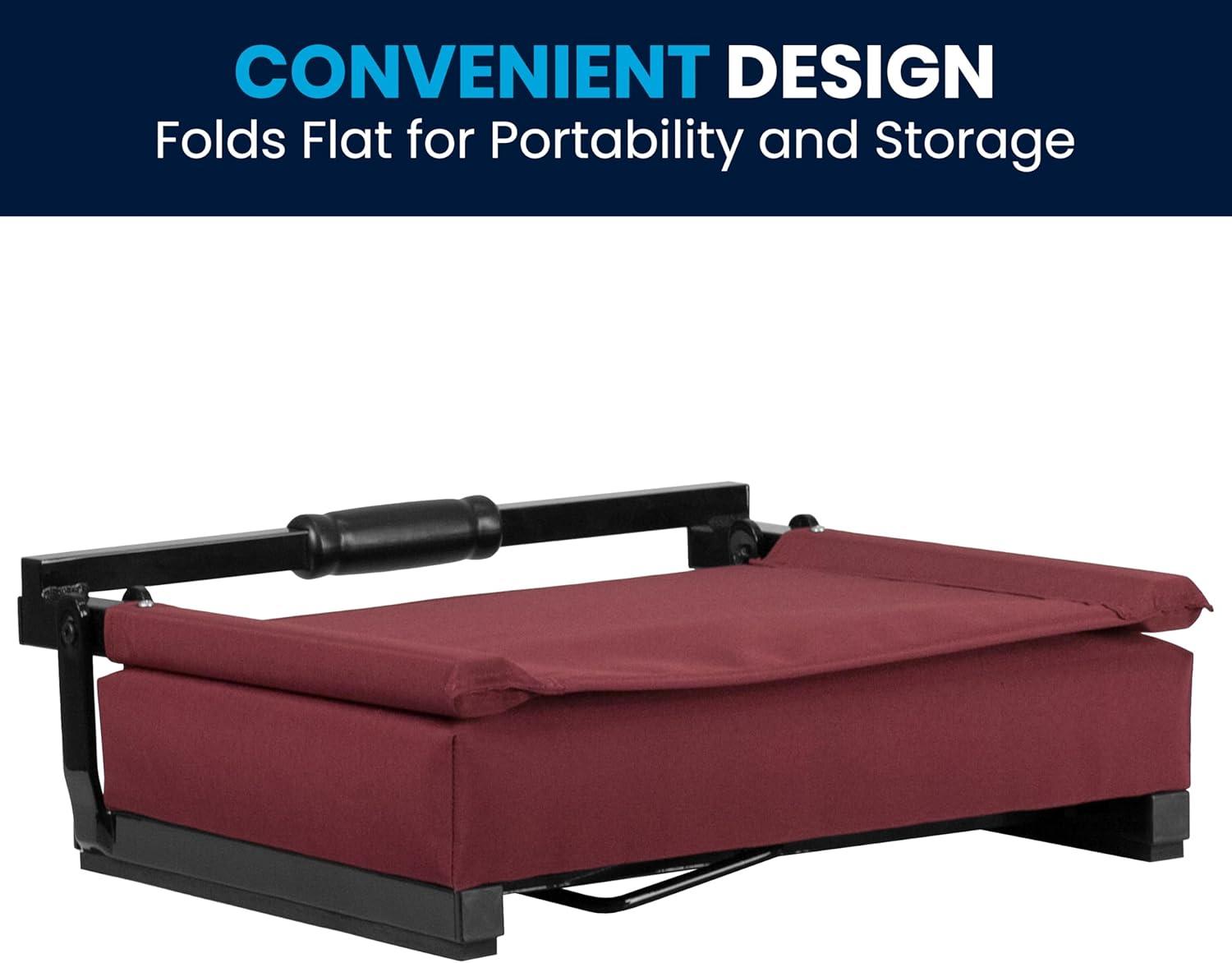 image:imageFlash Furniture Grandstand Portable Stadium Seats for Bleachers or Benches Folding Padded Stadium Chairs with Handle Pack of 2 500 lb Weight Capacity BlueMaroon