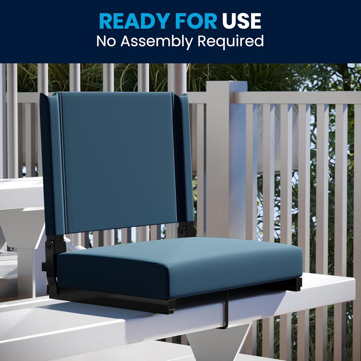 image:imageFlash Furniture Grandstand Portable Stadium Seats for Bleachers or Benches Folding Padded Stadium Chairs with Handle Pack of 2 500 lb Weight Capacity BlueTeal