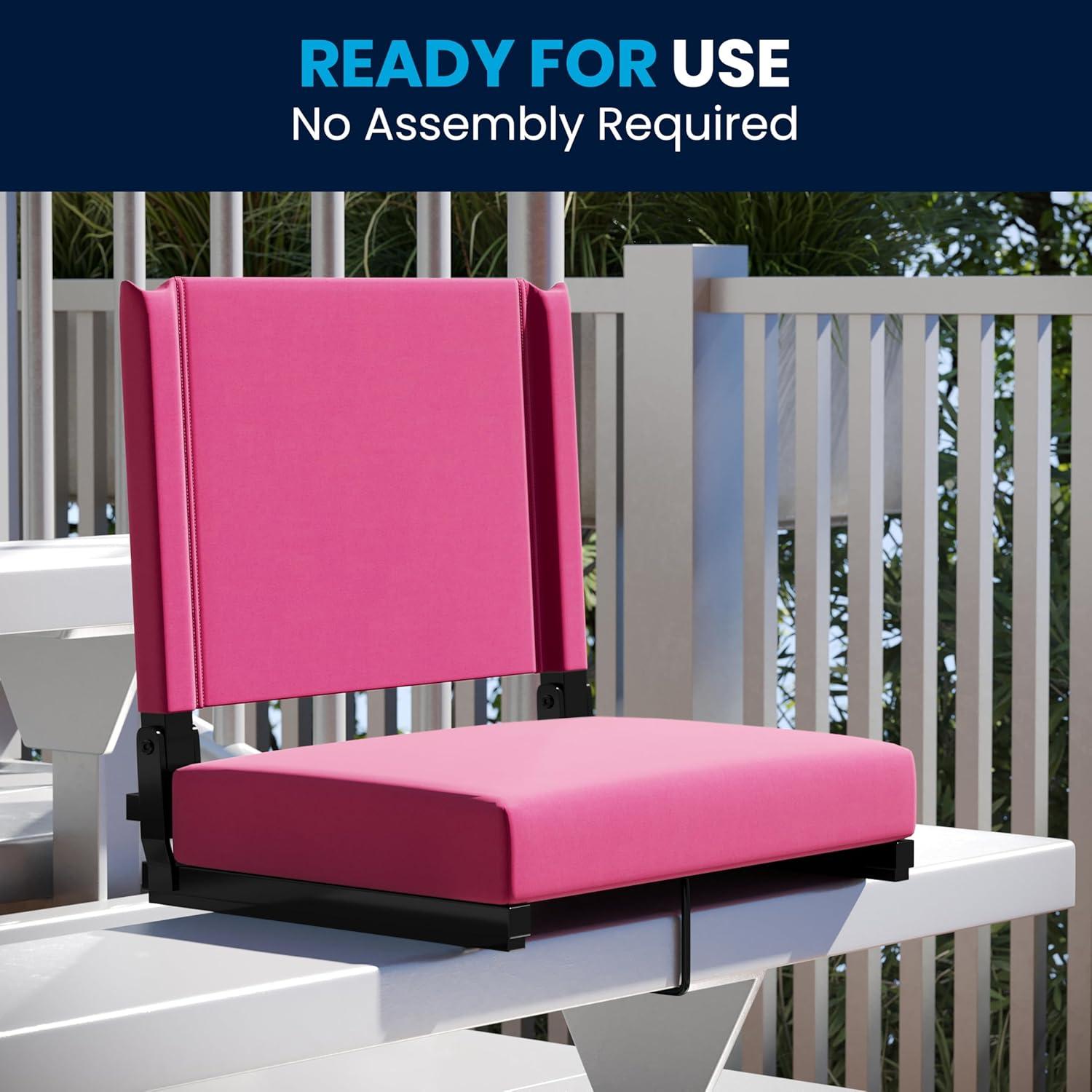 image:imageFlash Furniture Grandstand Portable Stadium Seats for Bleachers or Benches Folding Padded Stadium Chairs with Handle Pack of 2 500 lb Weight Capacity BluePink