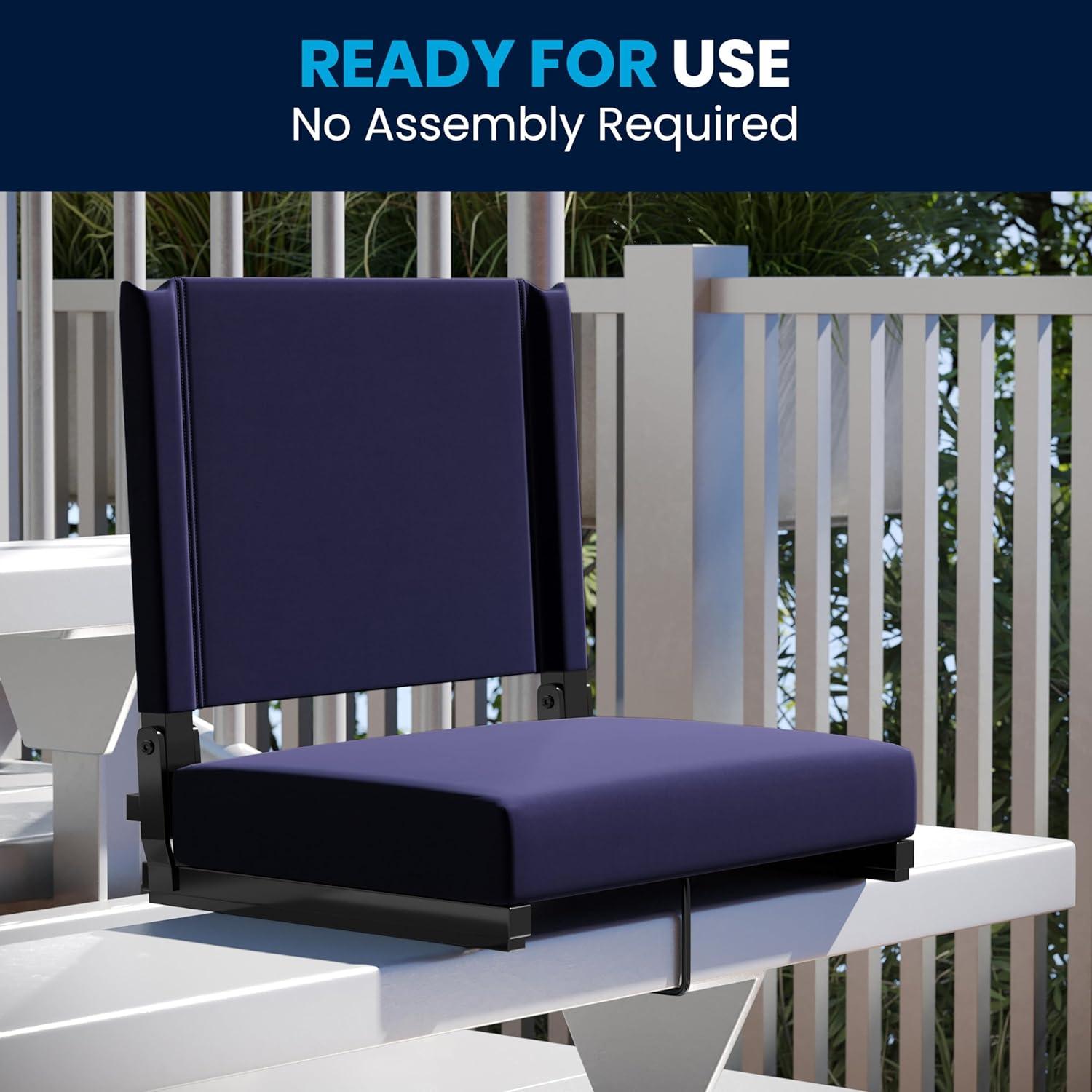 image:imageFlash Furniture Grandstand Portable Stadium Seats for Bleachers or Benches Folding Padded Stadium Chairs with Handle Pack of 2 500 lb Weight Capacity BlueNavy
