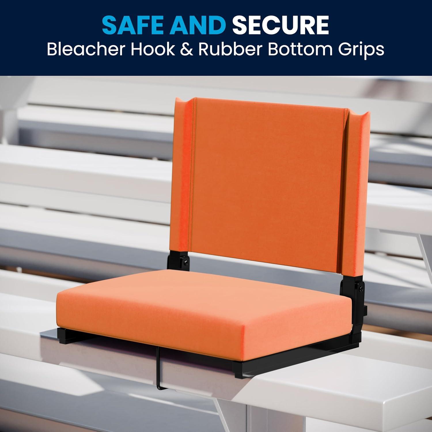 image:imageFlash Furniture Grandstand Portable Stadium Seats for Bleachers or Benches Folding Padded Stadium Chairs with Handle Pack of 2 500 lb Weight Capacity BlueOrange