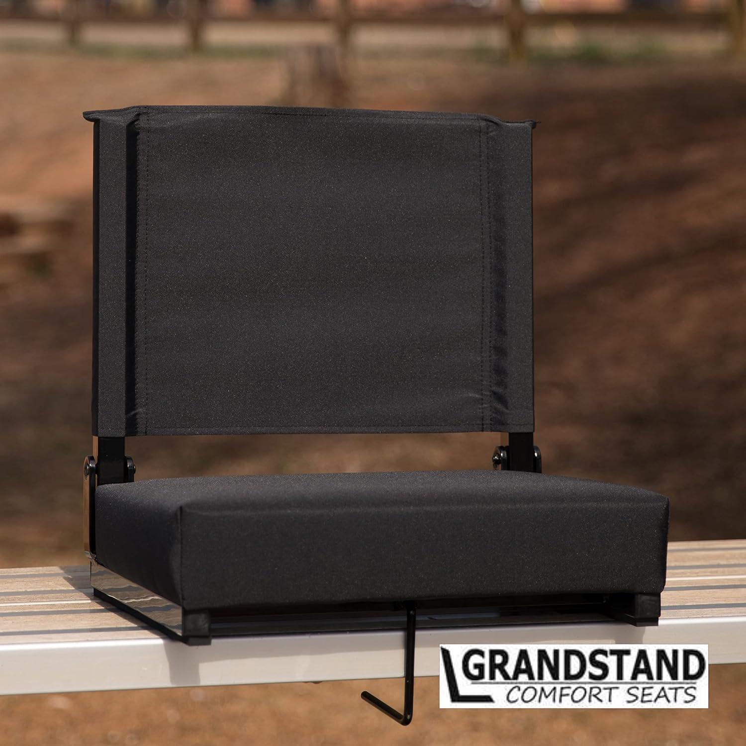 image:imageFlash Furniture Grandstand Portable Stadium Seats for Bleachers or Benches Folding Padded Stadium Chairs with Handle Pack of 2 500 lb Weight Capacity BlueBlack