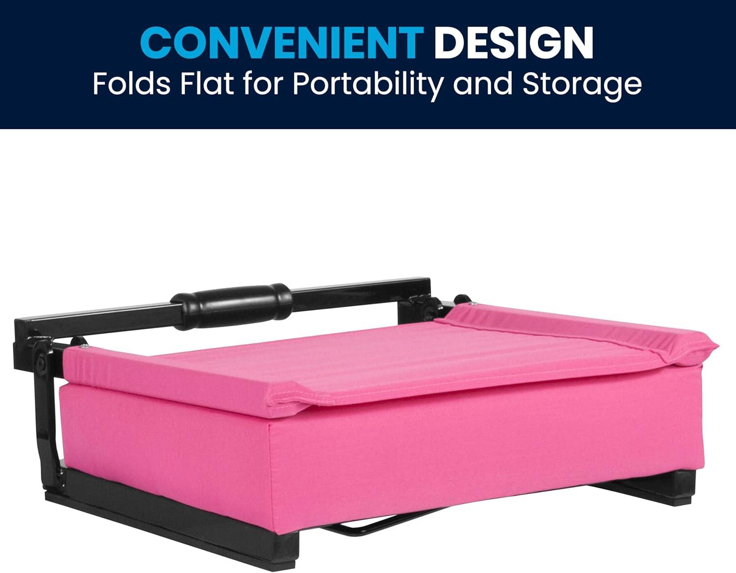 image:imageFlash Furniture Grandstand Portable Stadium Seats for Bleachers or Benches Folding Padded Stadium Chairs with Handle Pack of 2 500 lb Weight Capacity BluePink