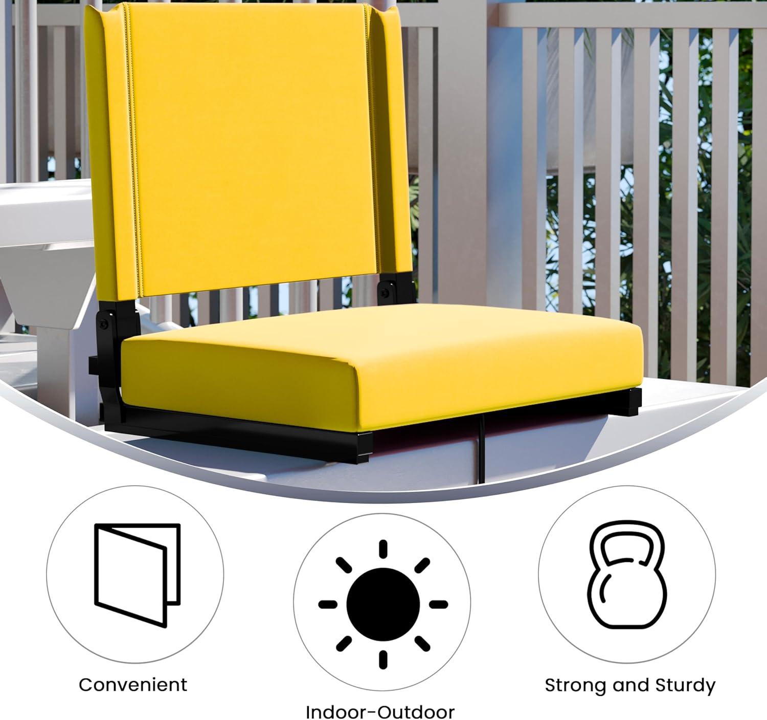 image:imageFlash Furniture Grandstand Portable Stadium Seats for Bleachers or Benches Folding Padded Stadium Chairs with Handle Pack of 2 500 lb Weight Capacity BlueYellow