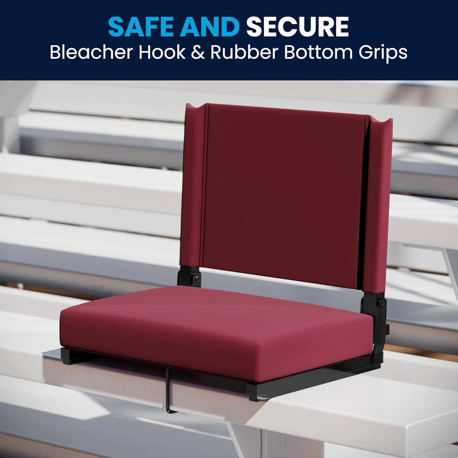 image:imageFlash Furniture Grandstand Portable Stadium Seats for Bleachers or Benches Folding Padded Stadium Chairs with Handle Pack of 2 500 lb Weight Capacity BlueMaroon