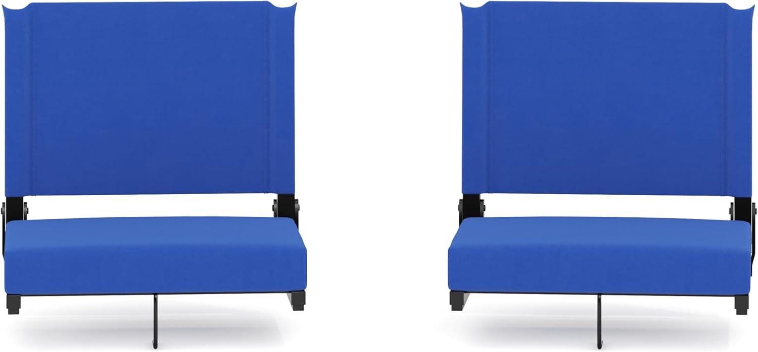 image:imageFlash Furniture Grandstand Portable Stadium Seats for Bleachers or Benches Folding Padded Stadium Chairs with Handle Pack of 2 500 lb Weight Capacity BlueBlue