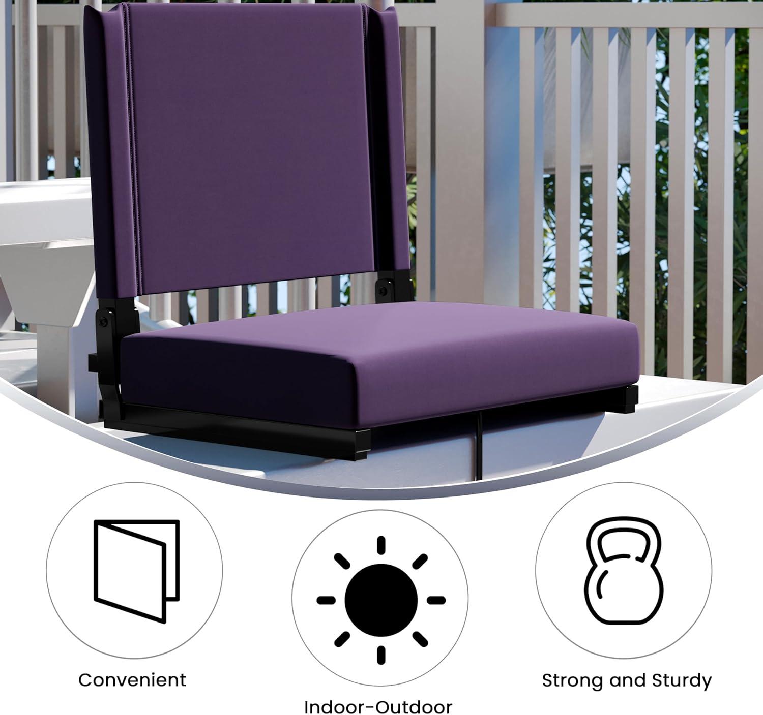 image:imageFlash Furniture Grandstand Portable Stadium Seats for Bleachers or Benches Folding Padded Stadium Chairs with Handle Pack of 2 500 lb Weight Capacity BlueDark Purple