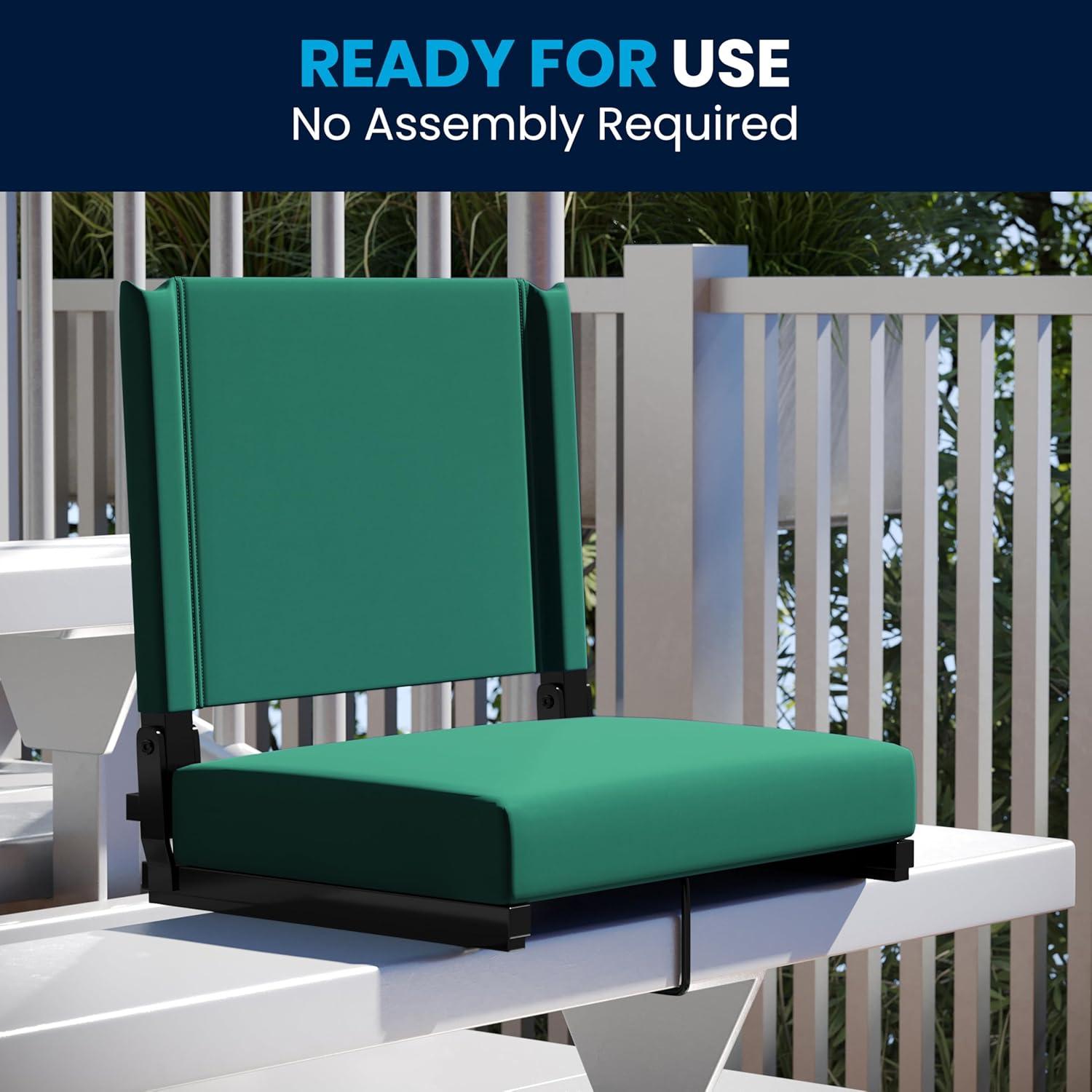 image:imageFlash Furniture Grandstand Portable Stadium Seats for Bleachers or Benches Folding Padded Stadium Chairs with Handle Pack of 2 500 lb Weight Capacity BlueHunter Green