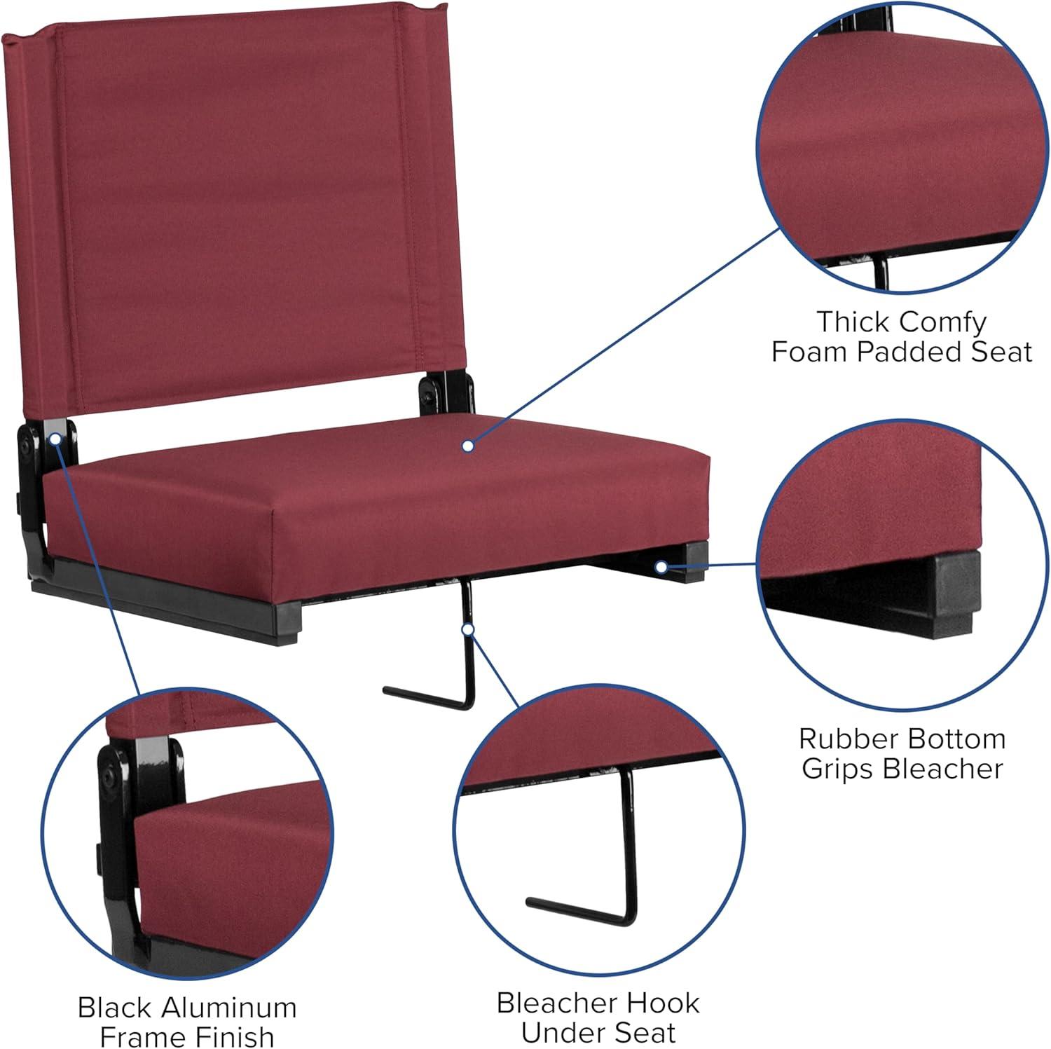 image:imageFlash Furniture Grandstand Portable Stadium Seats for Bleachers or Benches Folding Padded Stadium Chairs with Handle Pack of 2 500 lb Weight Capacity BlueMaroon