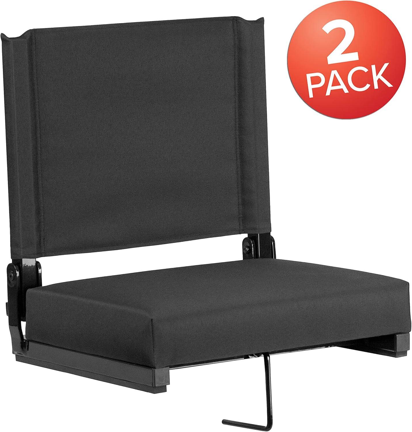 image:imageFlash Furniture Grandstand Portable Stadium Seats for Bleachers or Benches Folding Padded Stadium Chairs with Handle Pack of 2 500 lb Weight Capacity BlueBlack
