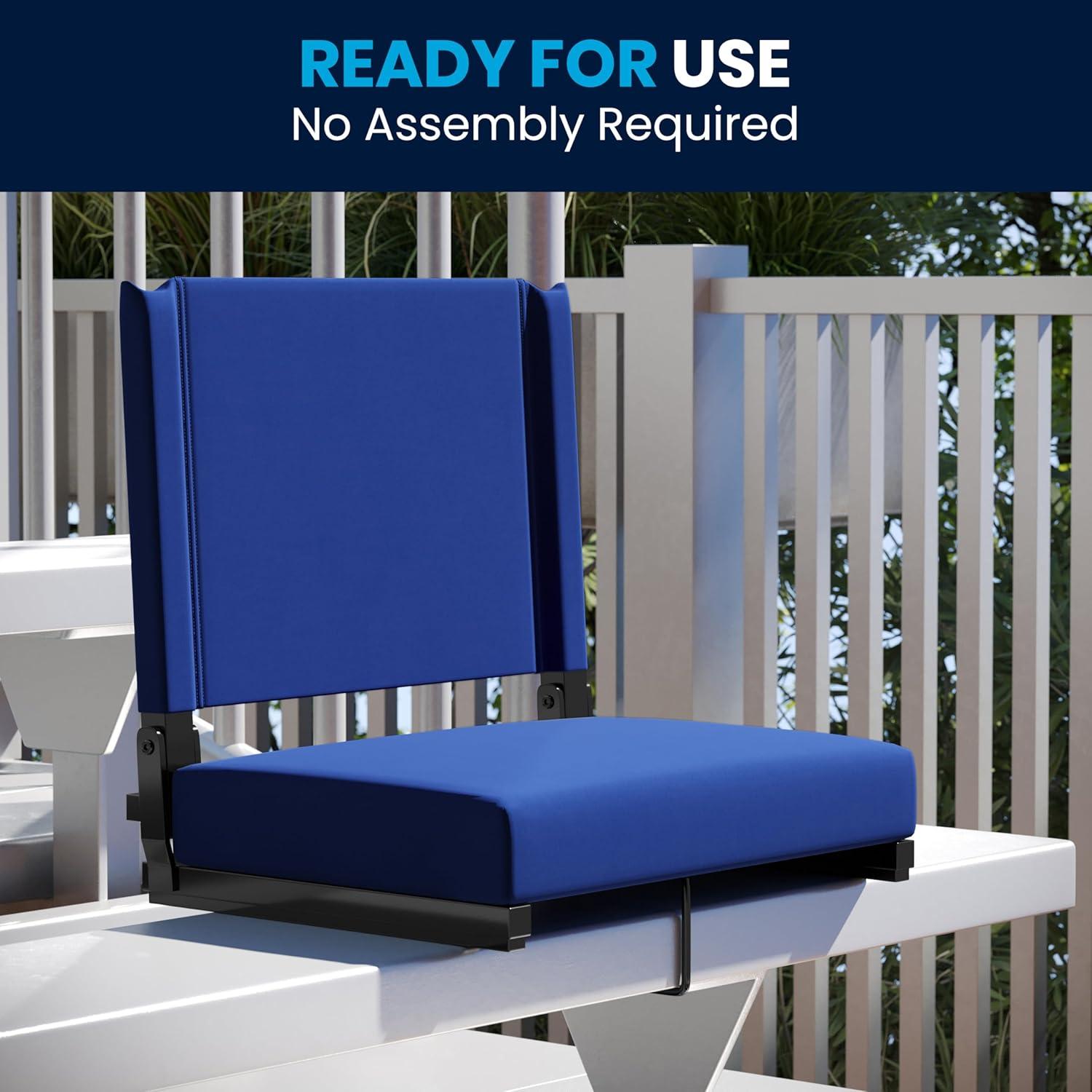 image:imageFlash Furniture Grandstand Portable Stadium Seats for Bleachers or Benches Folding Padded Stadium Chairs with Handle Pack of 2 500 lb Weight Capacity BlueBlue