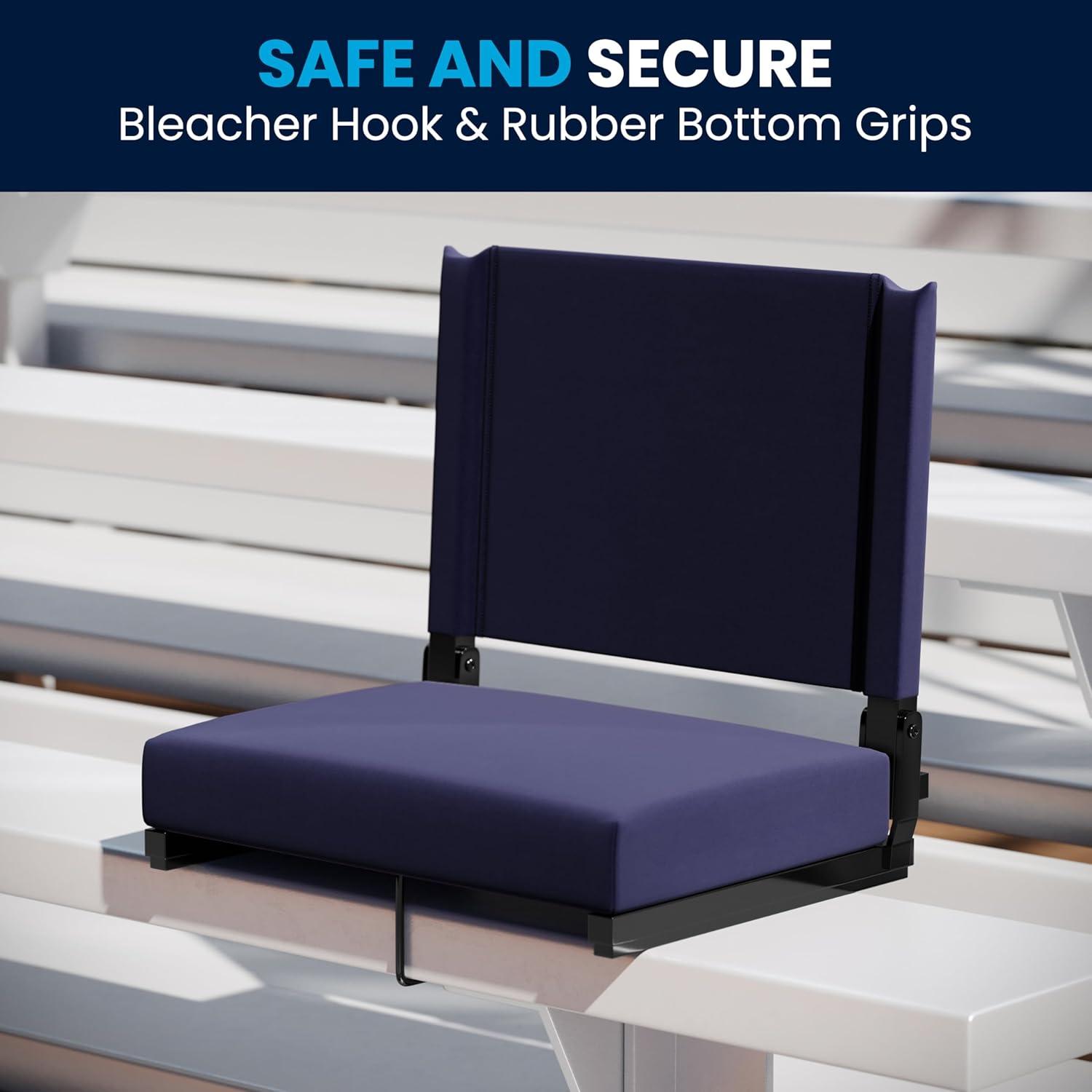 image:imageFlash Furniture Grandstand Portable Stadium Seats for Bleachers or Benches Folding Padded Stadium Chairs with Handle Pack of 2 500 lb Weight Capacity BlueNavy