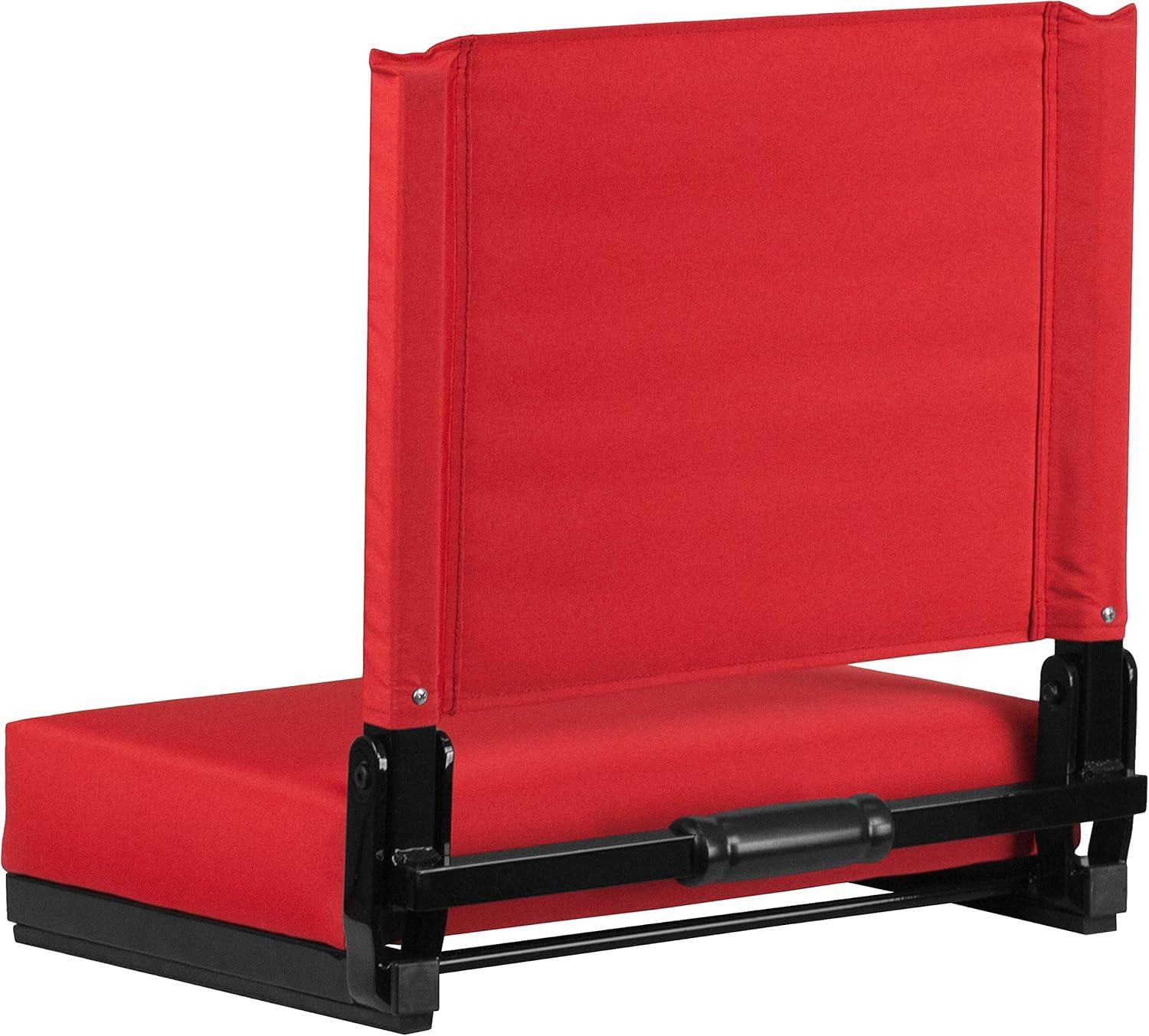 image:imageFlash Furniture Grandstand Portable Stadium Seats for Bleachers or Benches Folding Padded Stadium Chairs with Handle Pack of 2 500 lb Weight Capacity BlueRed