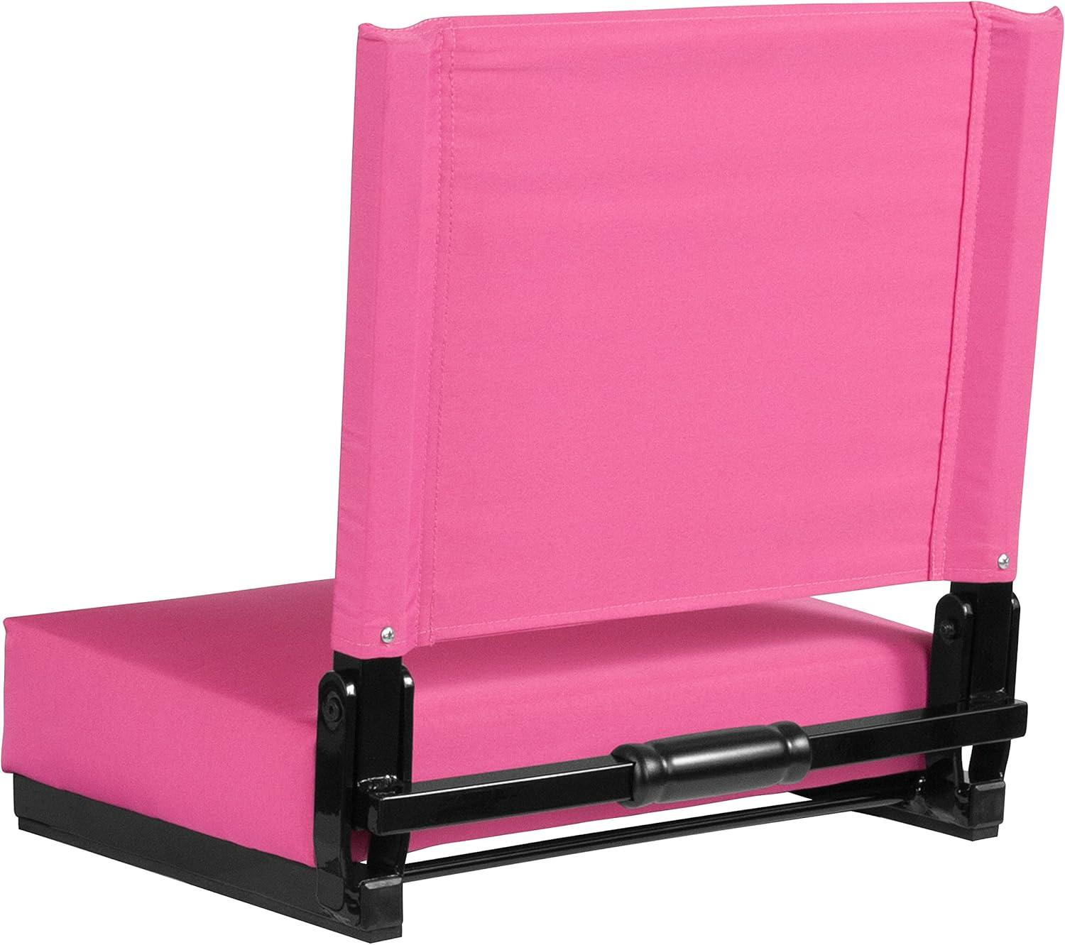image:imageFlash Furniture Grandstand Portable Stadium Seats for Bleachers or Benches Folding Padded Stadium Chairs with Handle Pack of 2 500 lb Weight Capacity BluePink