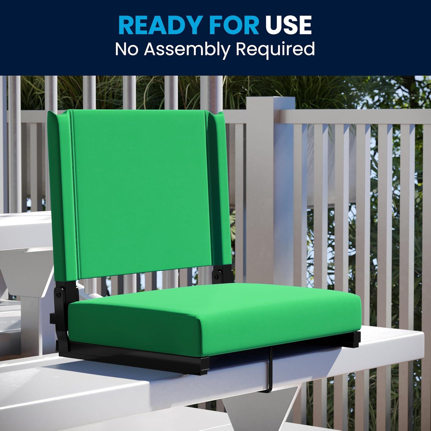 image:imageFlash Furniture Grandstand Portable Stadium Seats for Bleachers or Benches Folding Padded Stadium Chairs with Handle Pack of 2 500 lb Weight Capacity BlueBright Green