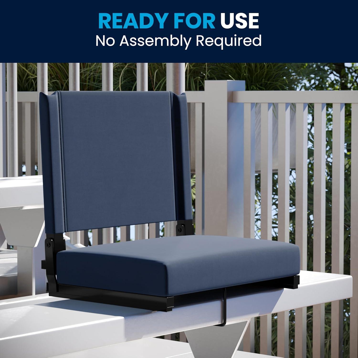 image:imageFlash Furniture Grandstand Portable Stadium Seats for Bleachers or Benches Folding Padded Stadium Chairs with Handle Pack of 2 500 lb Weight Capacity BlueNavy Blue