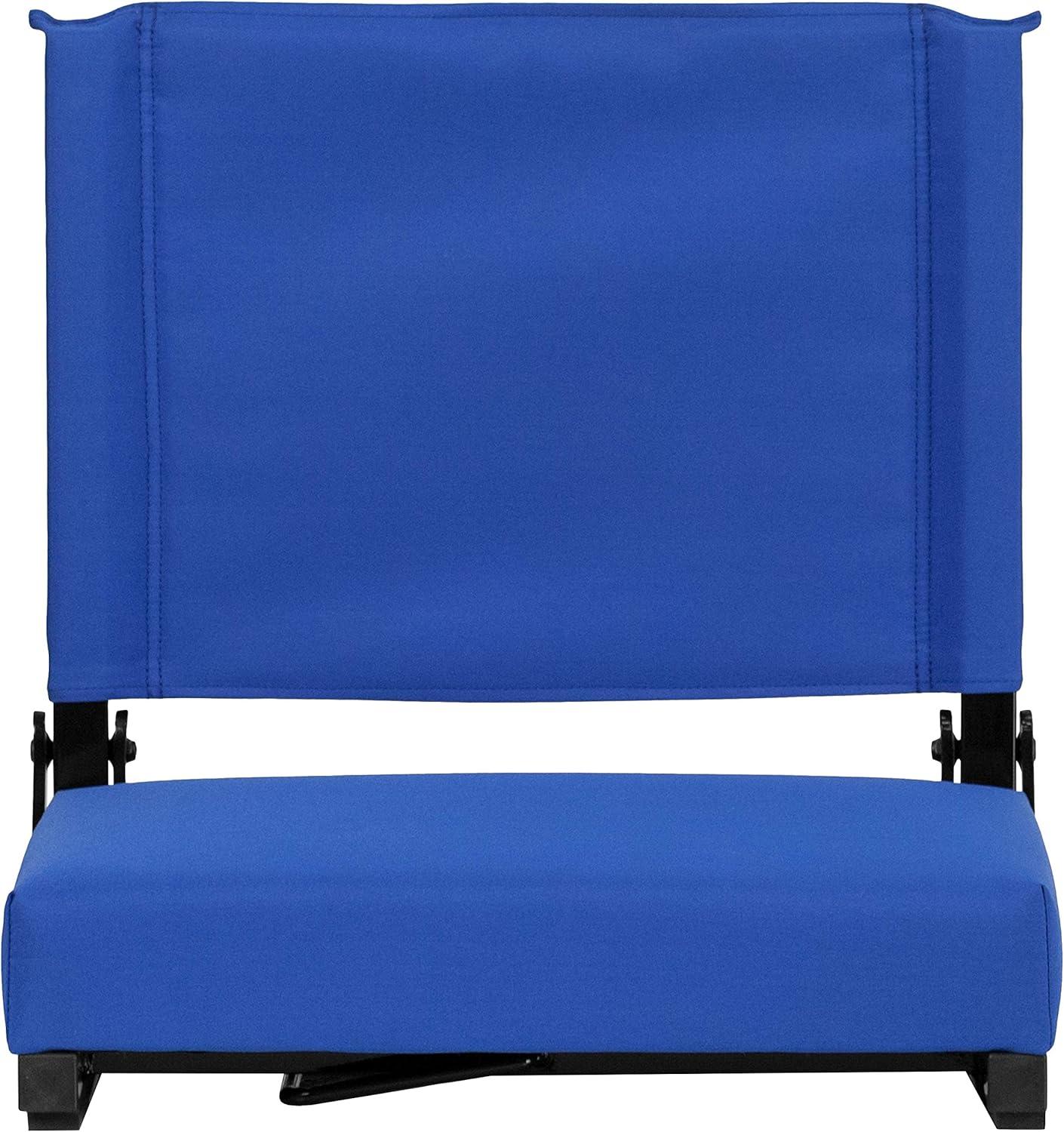 image:imageFlash Furniture Grandstand Portable Stadium Seats for Bleachers or Benches Folding Padded Stadium Chairs with Handle Pack of 2 500 lb Weight Capacity BlueBlue