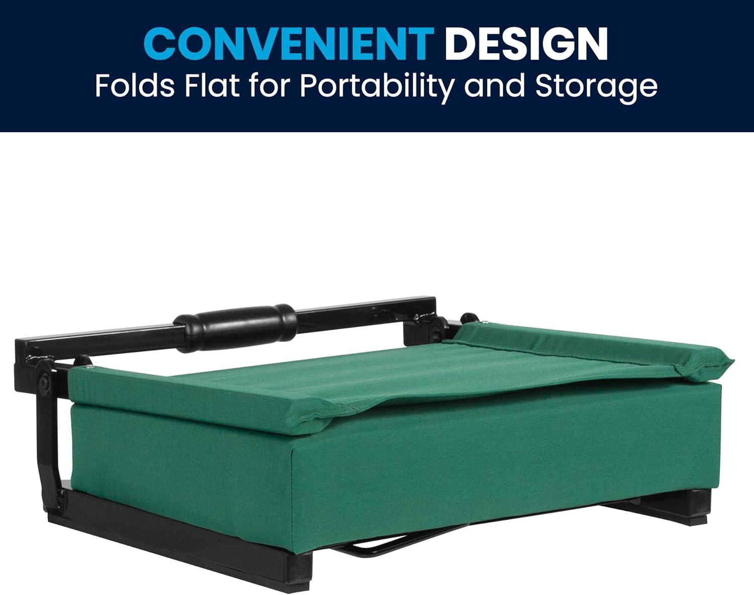 image:imageFlash Furniture Grandstand Portable Stadium Seats for Bleachers or Benches Folding Padded Stadium Chairs with Handle Pack of 2 500 lb Weight Capacity BlueHunter Green