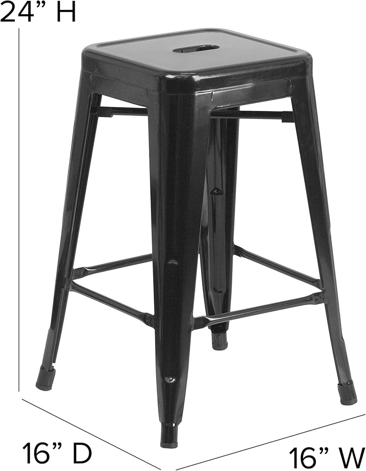 image:imageFlash Furniture Kai Commercial Grade IndoorOutdoor Bar Height Stool Silver Metal Frame Gray Poly Resin Seat 30 High BacklessBlackBlack