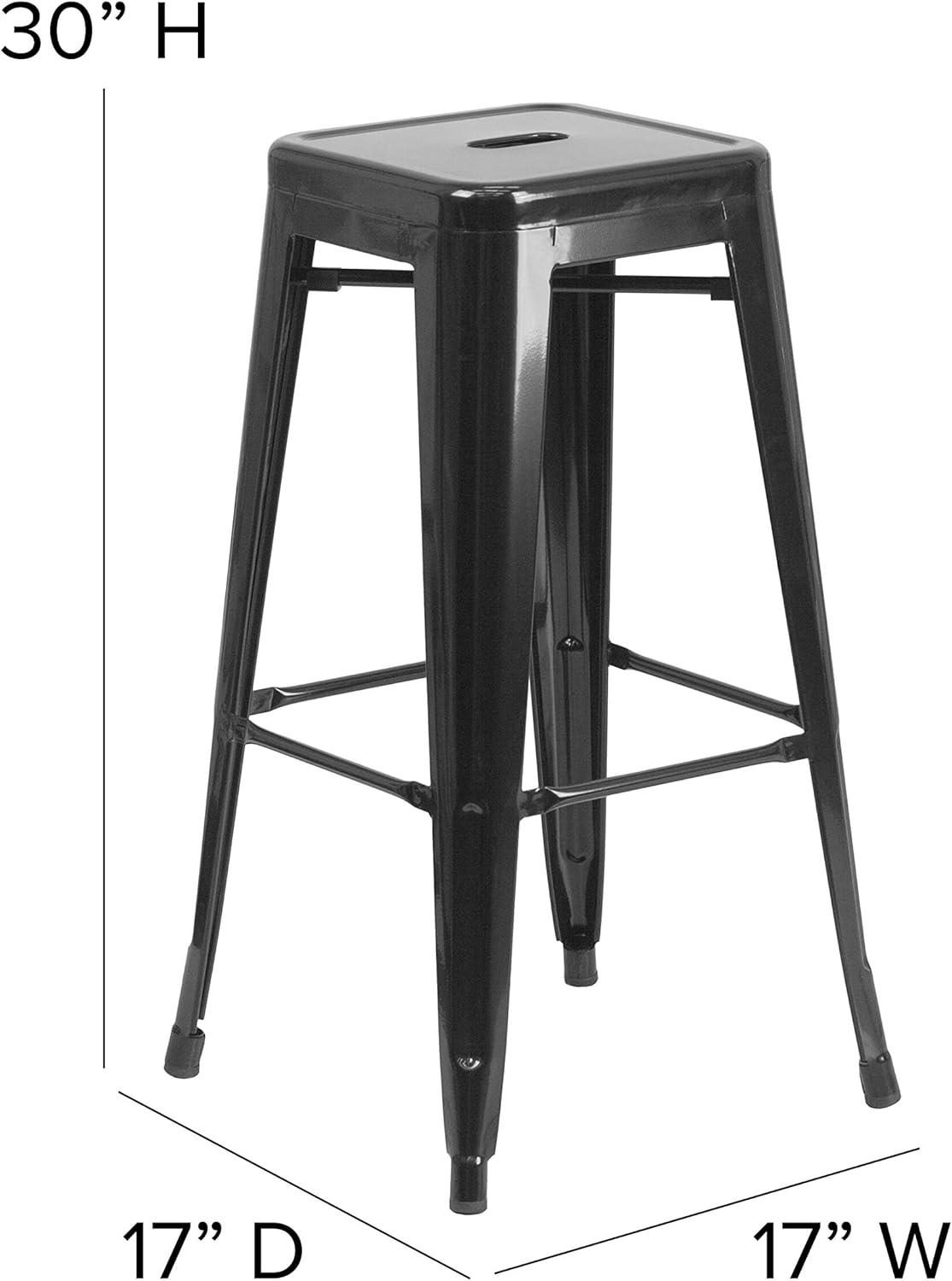 image:imageFlash Furniture Kai Commercial Grade IndoorOutdoor Bar Height Stool Silver Metal Frame Gray Poly Resin Seat 30 High BacklessBlackTeak