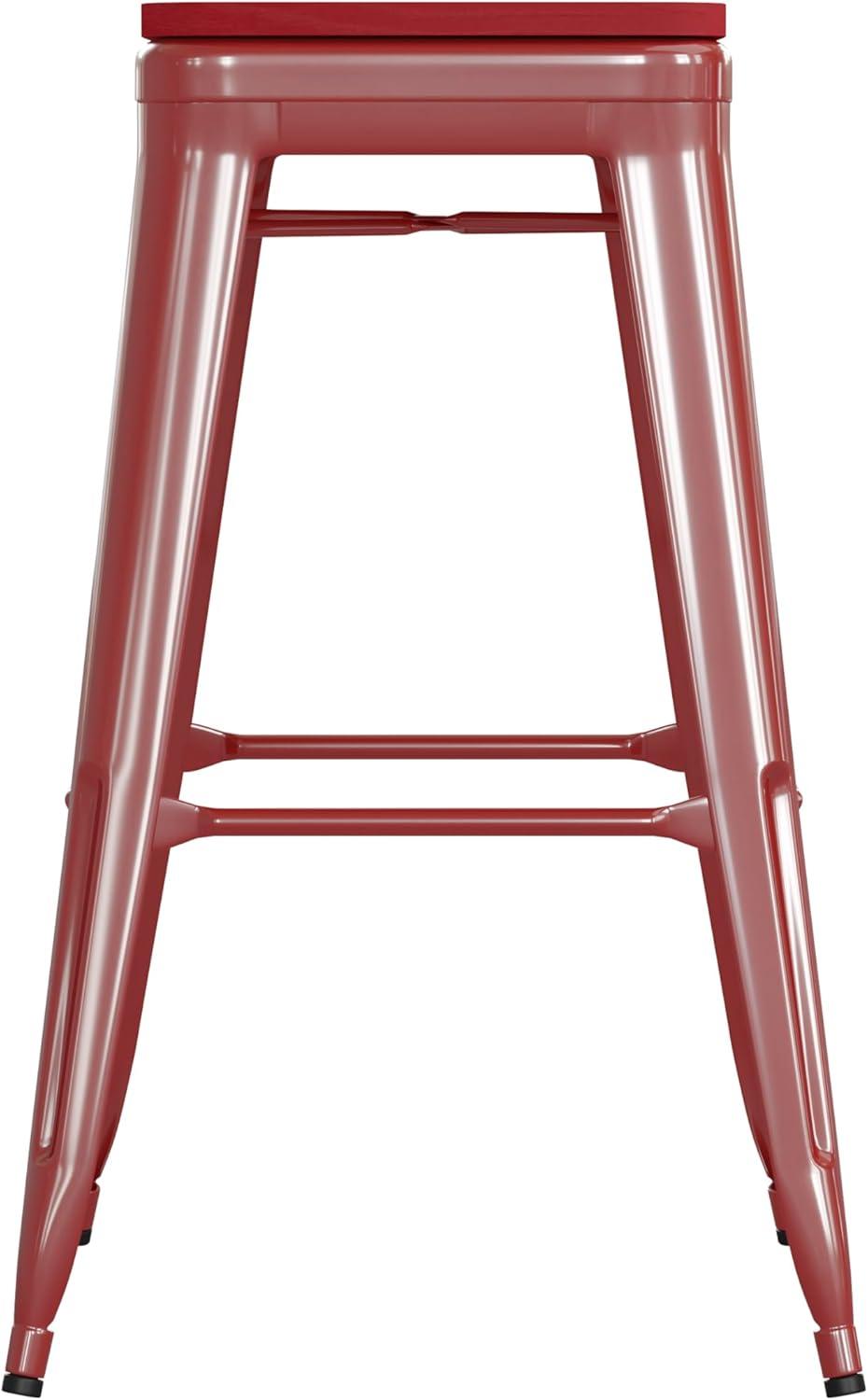 image:imageFlash Furniture Kai Commercial Grade IndoorOutdoor Bar Height Stool Silver Metal Frame Gray Poly Resin Seat 30 High BacklessRedRed