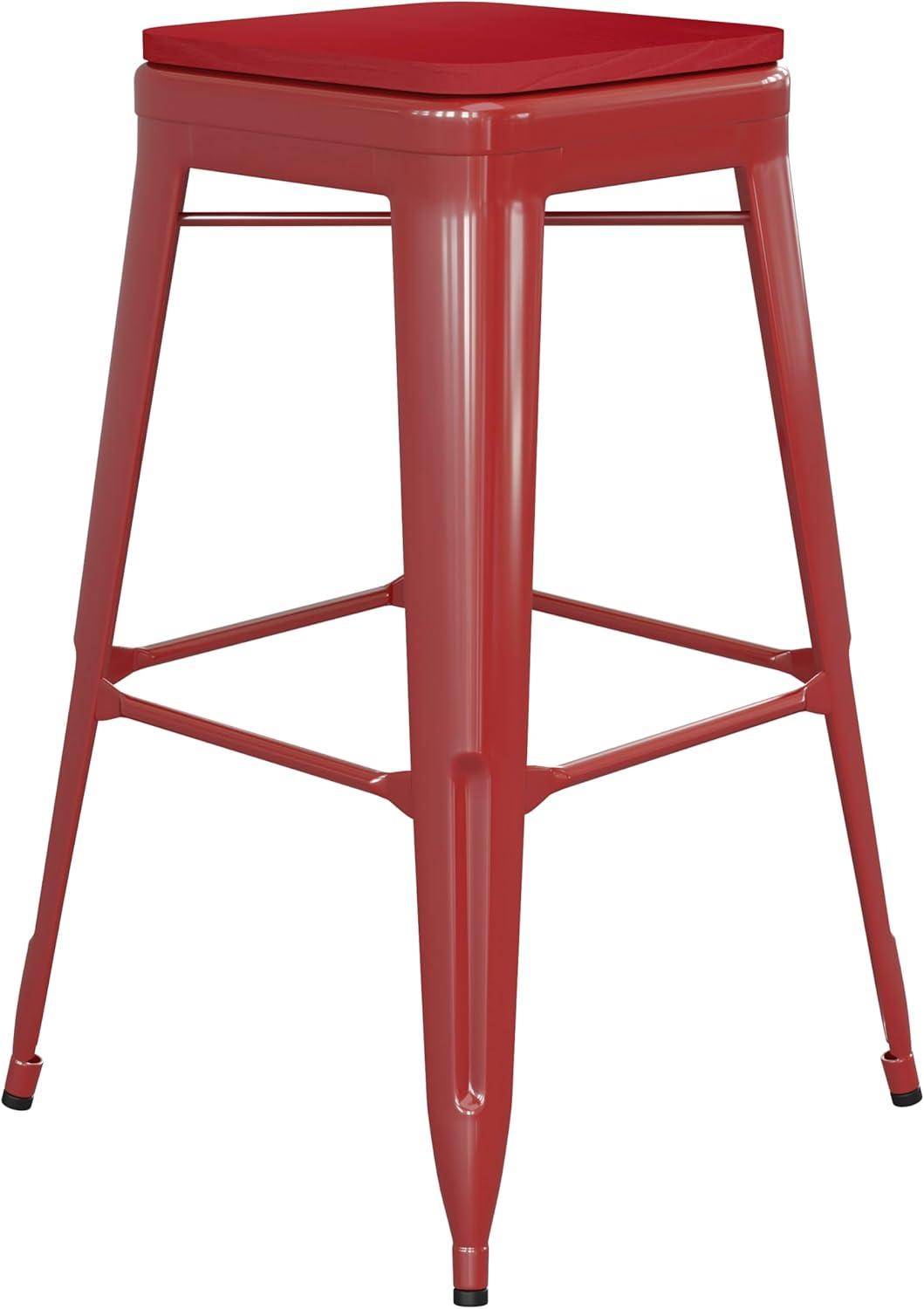 image:imageFlash Furniture Kai Commercial Grade IndoorOutdoor Bar Height Stool Silver Metal Frame Gray Poly Resin Seat 30 High BacklessRedRed