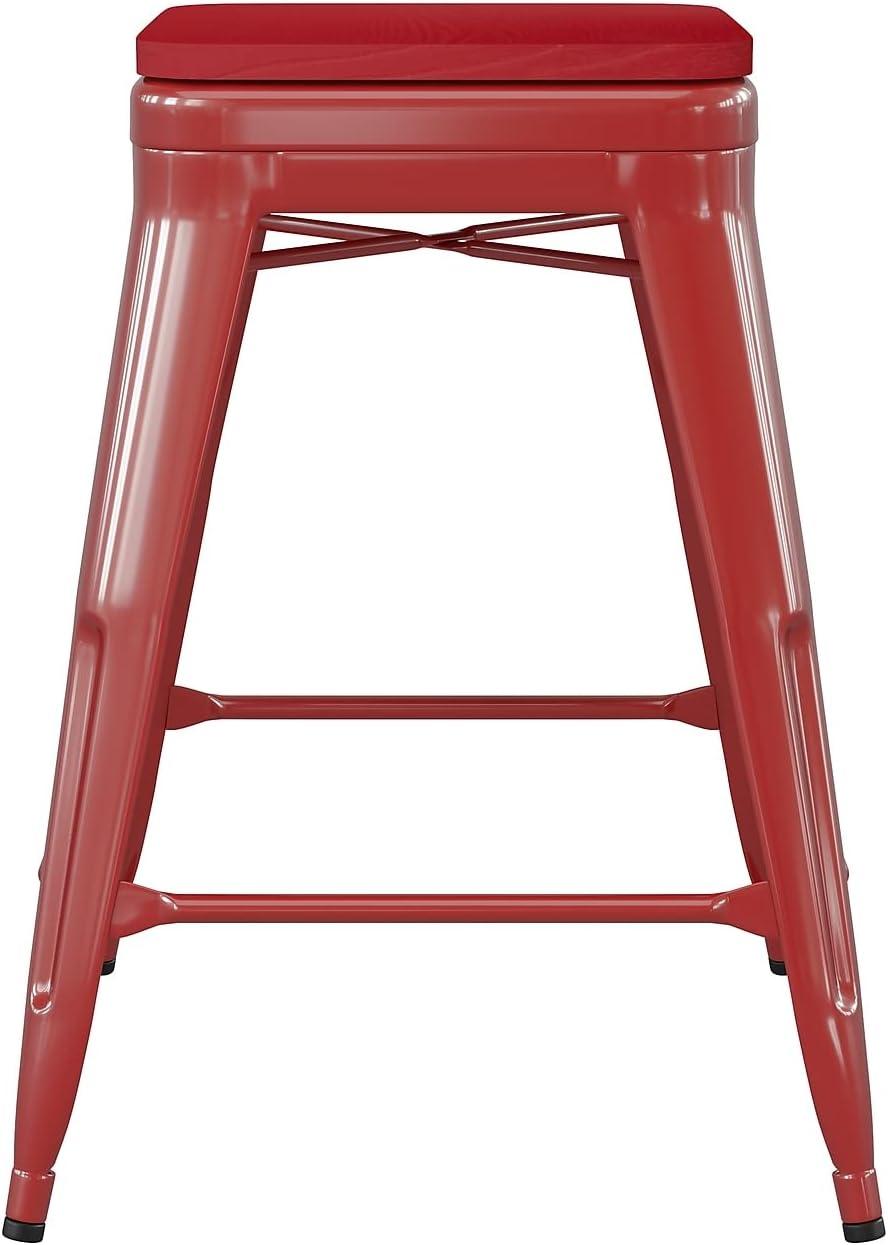 image:imageFlash Furniture Kai Commercial Grade IndoorOutdoor Bar Height Stool Silver Metal Frame Gray Poly Resin Seat 30 High BacklessRedRed