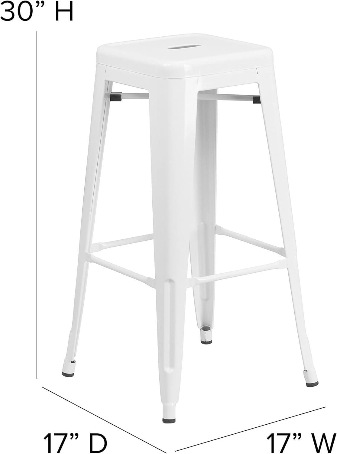 image:imageFlash Furniture Kai Commercial Grade IndoorOutdoor Bar Height Stool Silver Metal Frame Gray Poly Resin Seat 30 High BacklessWhiteGray