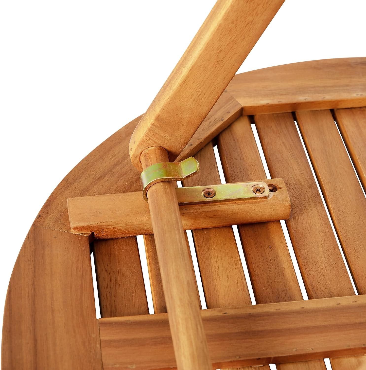 image:imageFlash Furniture Martindale IndoorOutdoor Folding Acacia Wood Bistro Chairs Natural Finish X Base Frame Slatted Back and Seat For Porch Patio or Sunroom3 Piece Folding Set