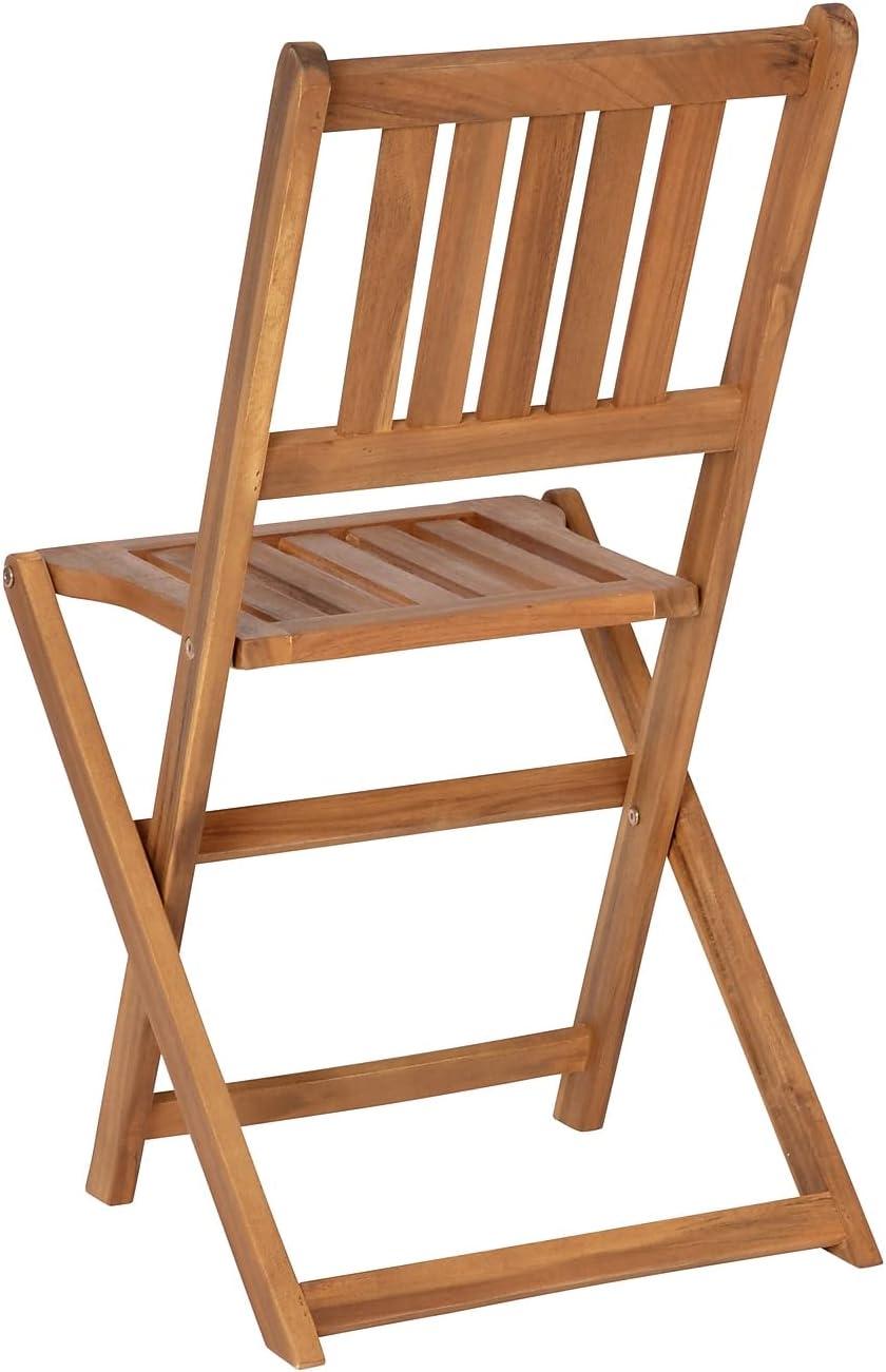 image:imageFlash Furniture Martindale IndoorOutdoor Folding Acacia Wood Bistro Chairs Natural Finish X Base Frame Slatted Back and Seat For Porch Patio or Sunroom3 Piece Folding Set