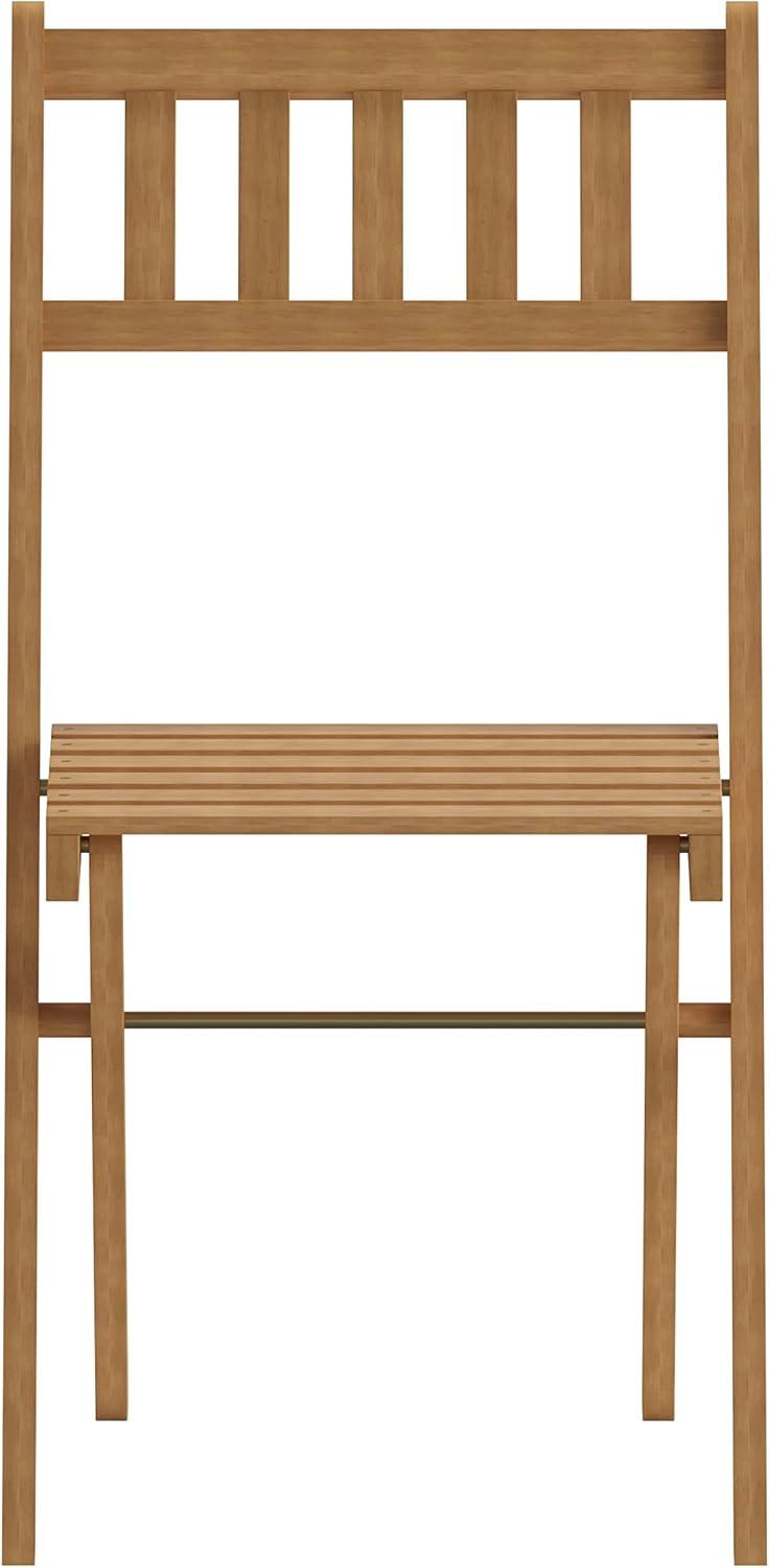 image:imageFlash Furniture Martindale IndoorOutdoor Folding Acacia Wood Bistro Chairs Natural Finish X Base Frame Slatted Back and Seat For Porch Patio or SunroomTraditional