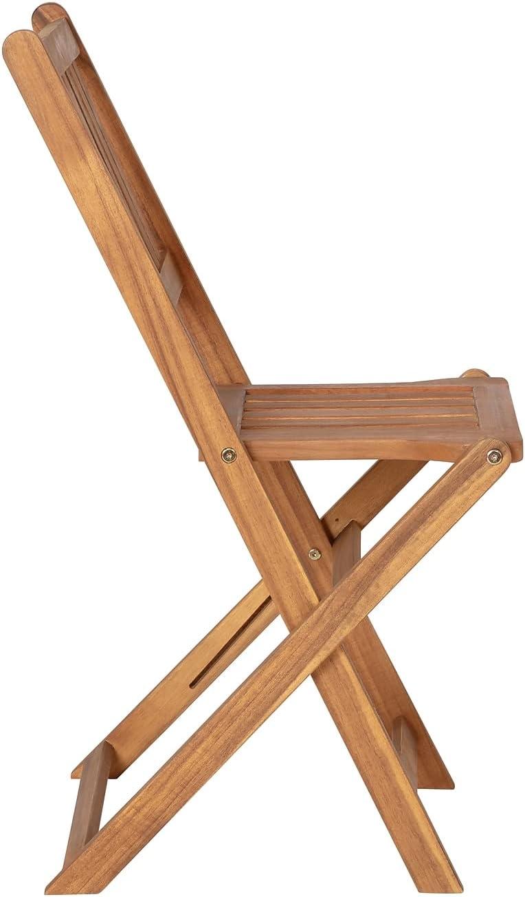 image:imageFlash Furniture Martindale IndoorOutdoor Folding Acacia Wood Bistro Chairs Natural Finish X Base Frame Slatted Back and Seat For Porch Patio or Sunroom3 Piece Folding Set