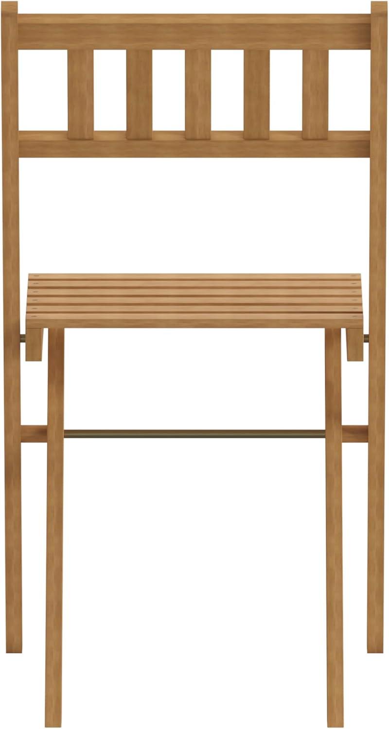 image:imageFlash Furniture Martindale IndoorOutdoor Folding Acacia Wood Bistro Chairs Natural Finish X Base Frame Slatted Back and Seat For Porch Patio or SunroomTraditional
