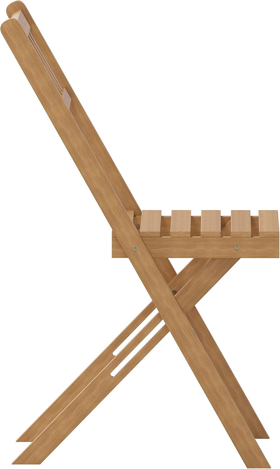 image:imageFlash Furniture Martindale IndoorOutdoor Folding Acacia Wood Bistro Chairs Natural Finish X Base Frame Slatted Back and Seat For Porch Patio or SunroomTraditional