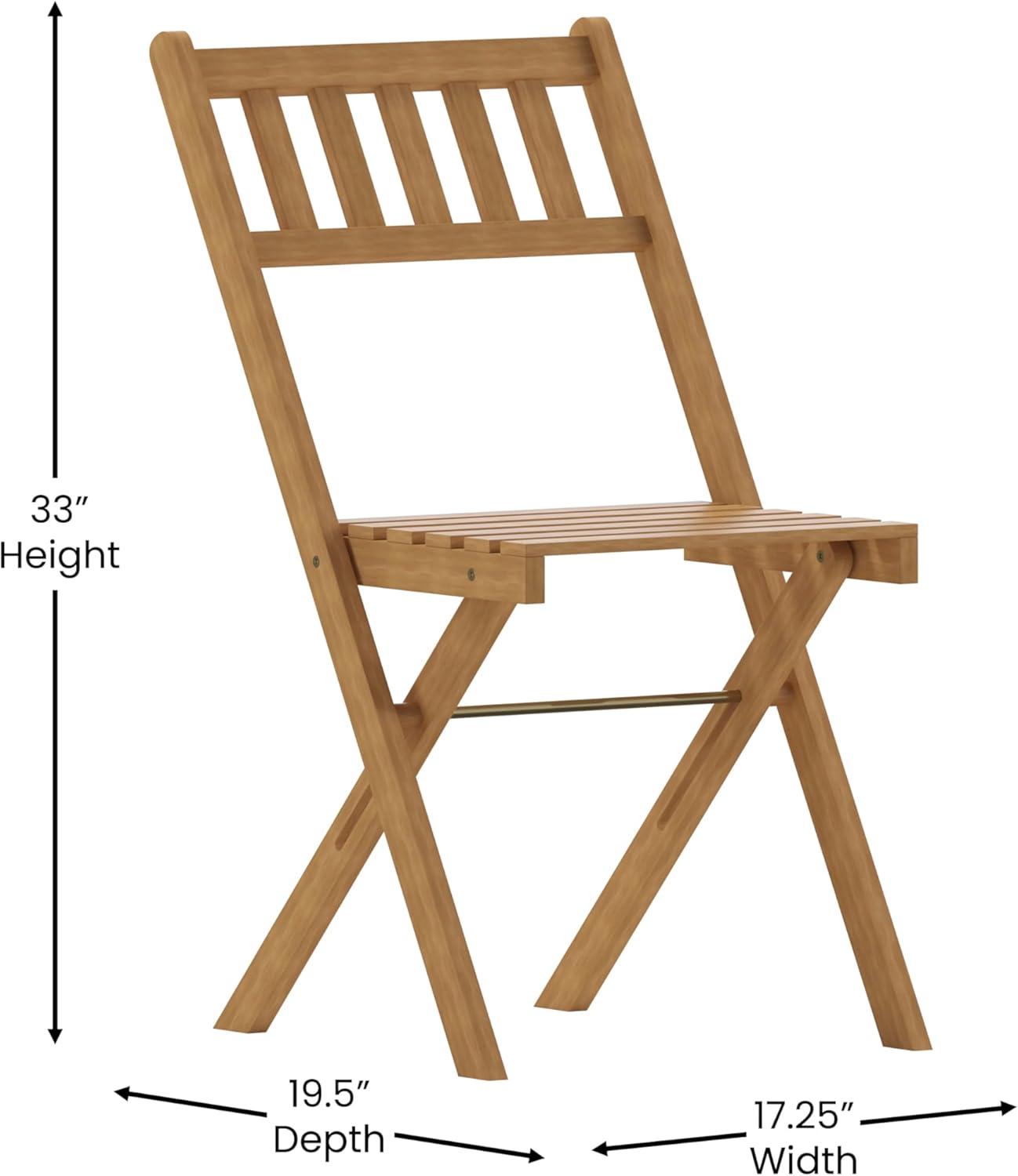 image:imageFlash Furniture Martindale IndoorOutdoor Folding Acacia Wood Bistro Chairs Natural Finish X Base Frame Slatted Back and Seat For Porch Patio or SunroomTraditional