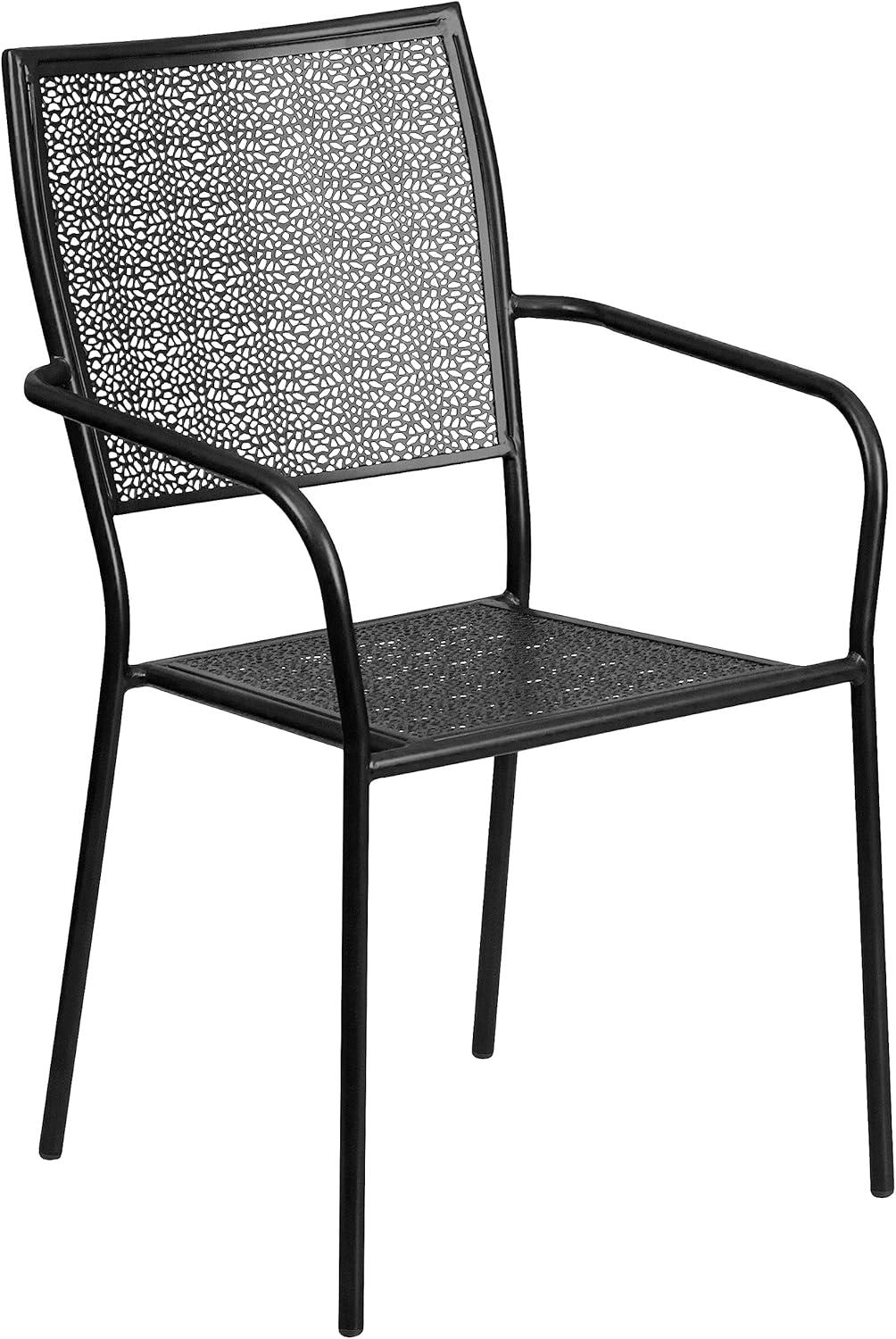 image:imageFlash Furniture Oia Commercial Grade 28 Square Black IndoorOutdoor Steel Patio Table Set with 2 Square Back ChairsBlack