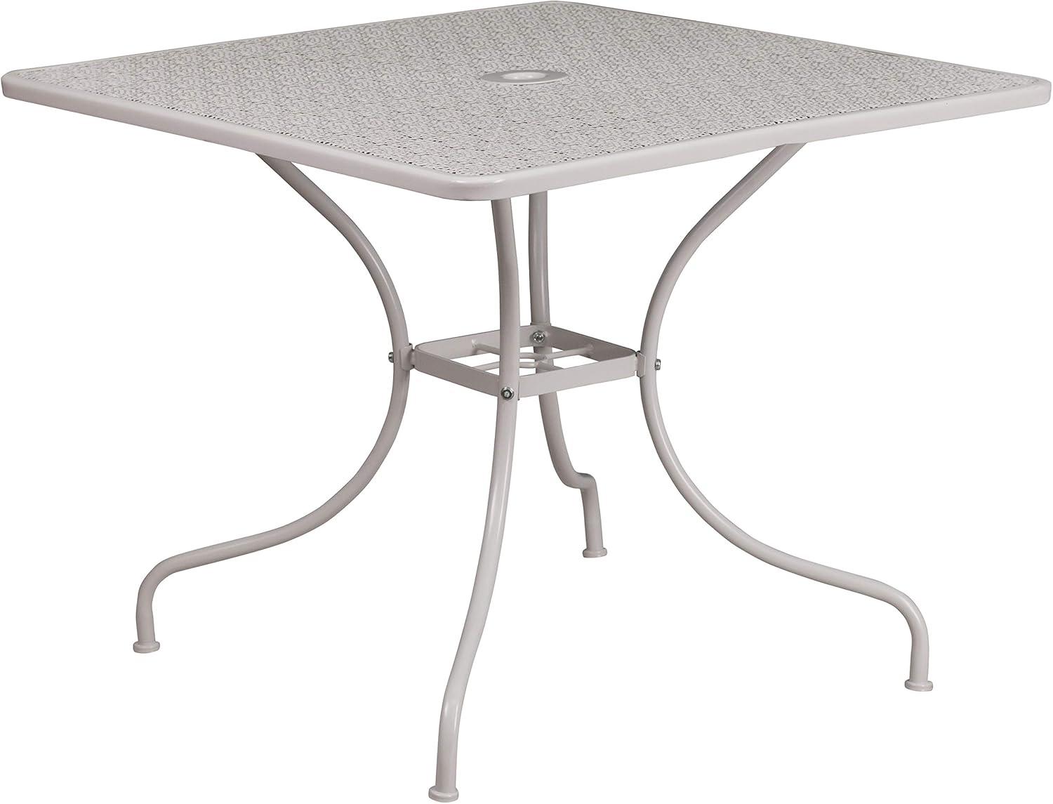 image:imageFlash Furniture Oia Commercial Grade 28 Square Black IndoorOutdoor Steel Patio Table Set with 2 Square Back ChairsLight Gray