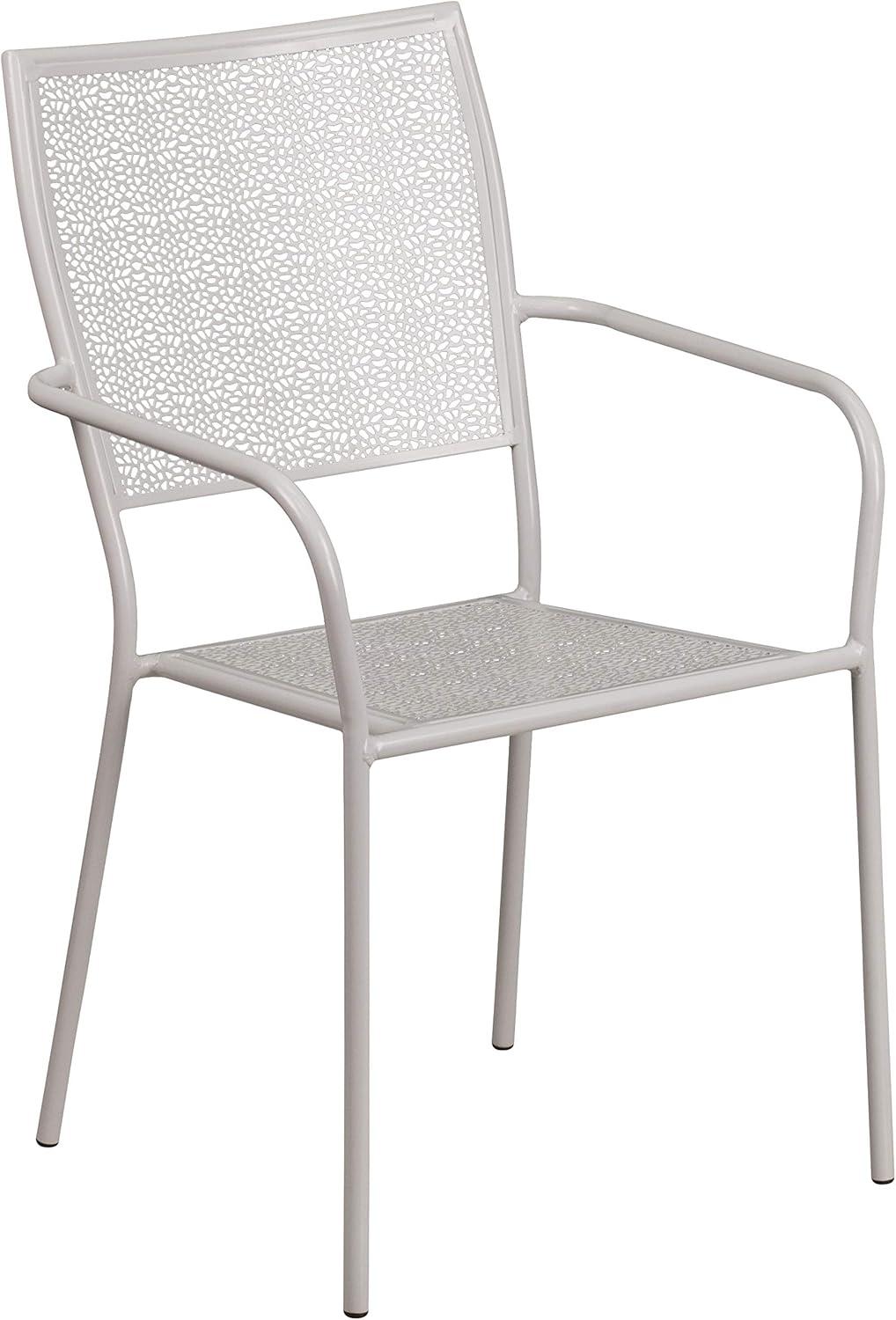 image:imageFlash Furniture Oia Commercial Grade 28 Square Black IndoorOutdoor Steel Patio Table Set with 2 Square Back ChairsLight Gray