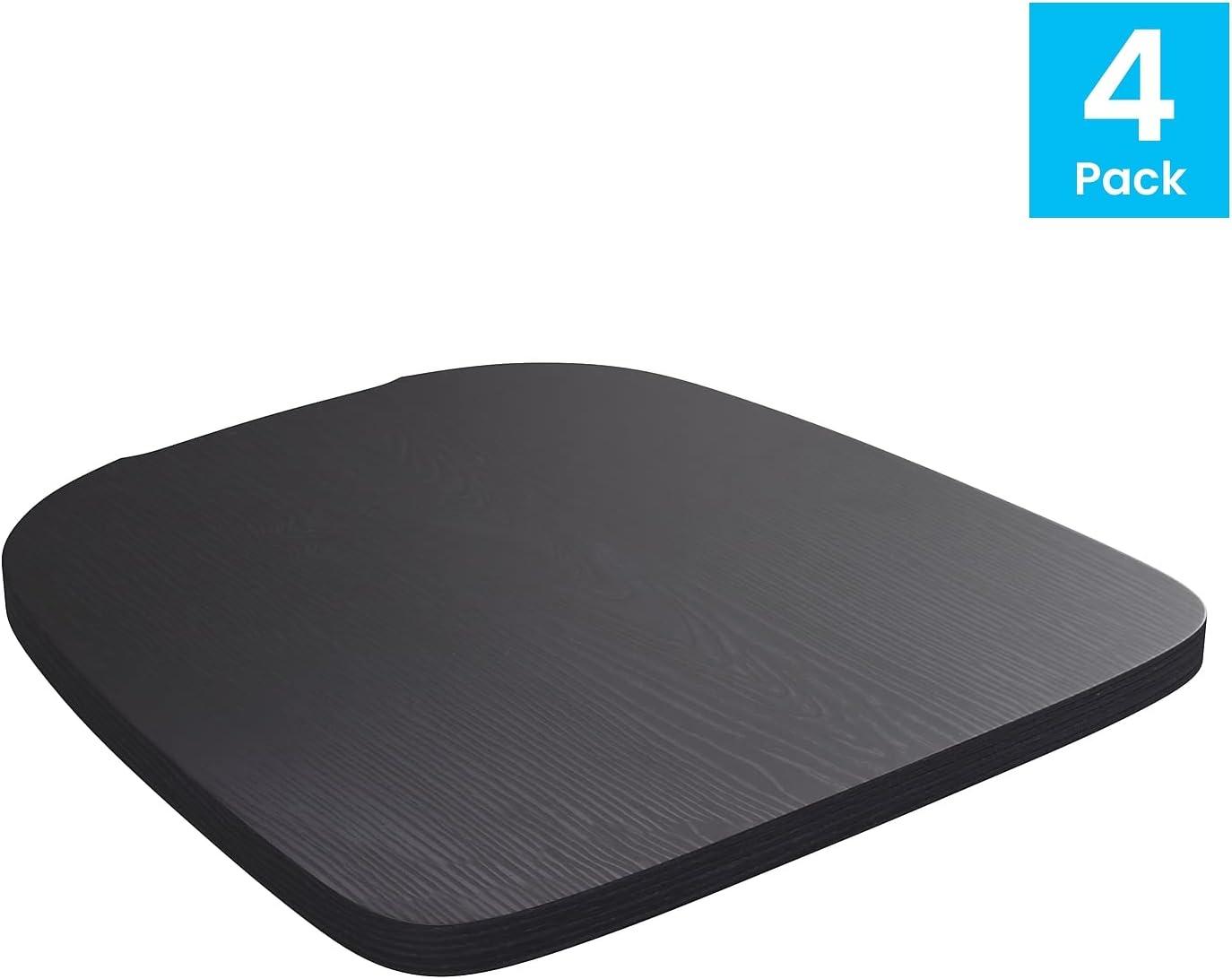 image:imageFlash Furniture Perry Set of 4 Poly Resin Wood Seat Teak Polystyrene Rounded Edges for Comfort For Colorful Metal Chairs and Stools IndoorOutdoorBlack